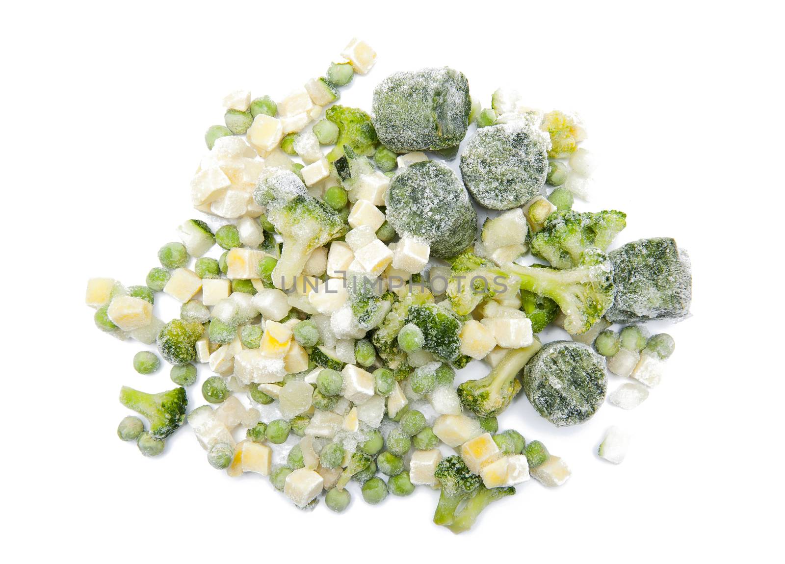 Frozen vegetables isolated on the white background by Yaurinko