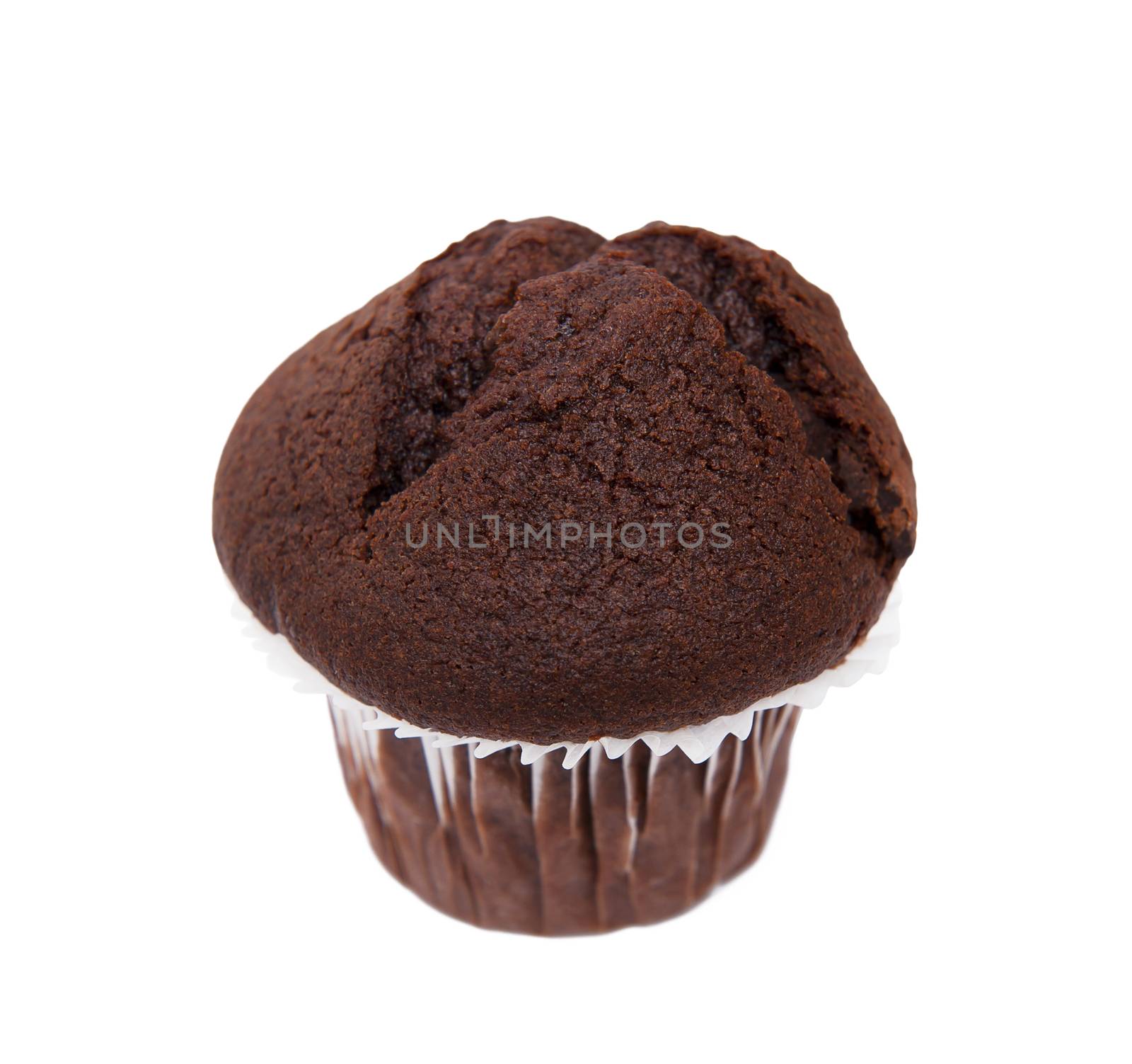 Chocolate muffin isolated on the white background by Yaurinko