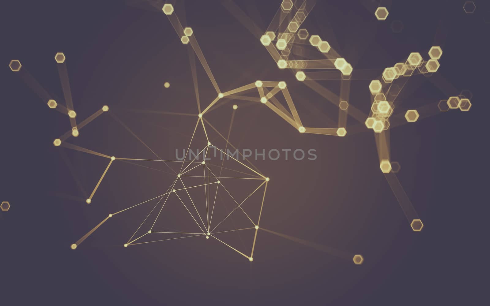 Abstract polygonal space low poly dark background, 3d rendering by teerawit