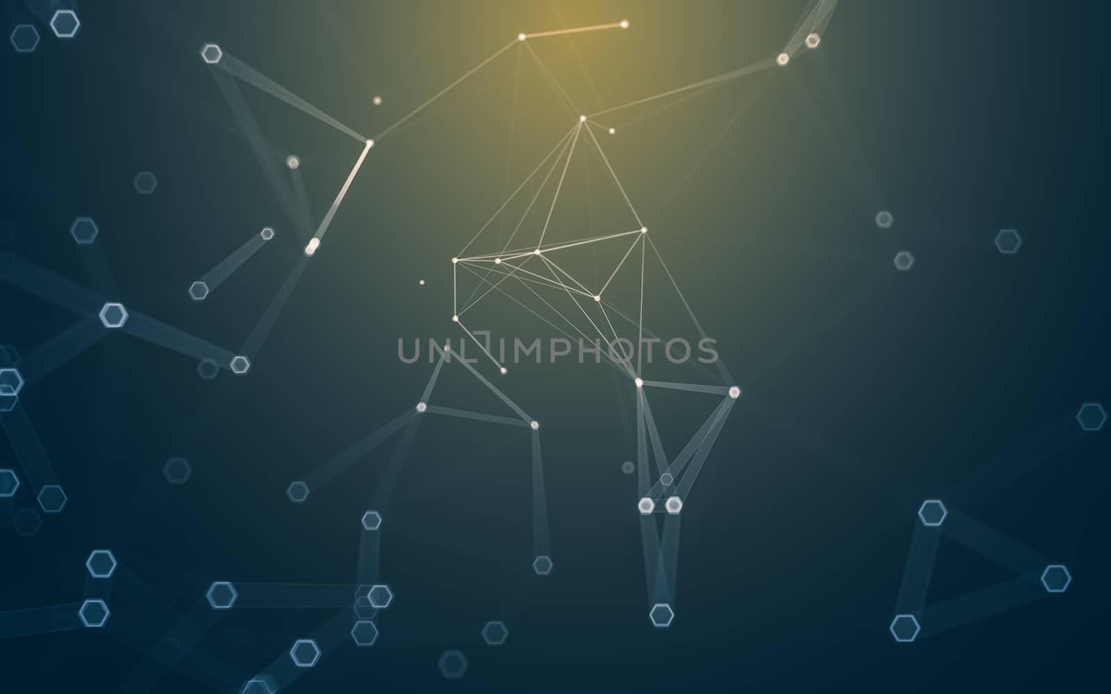 Abstract polygonal space low poly dark background with connecting dots and lines. Connection structure. 3d rendering