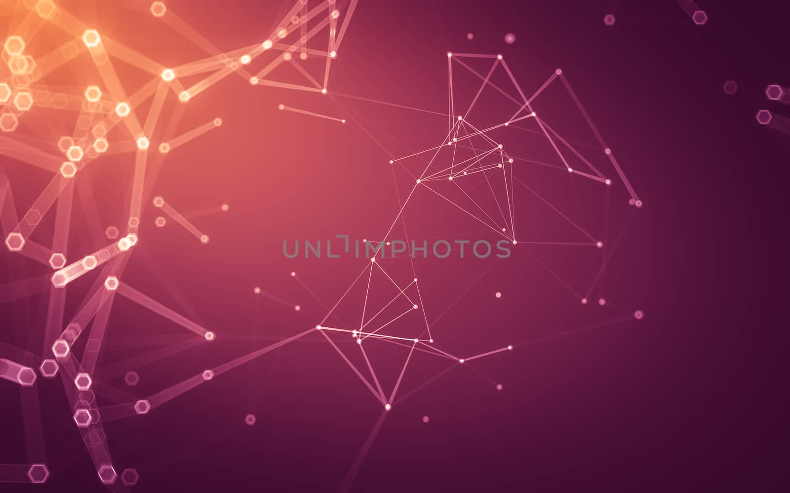 Abstract polygonal space low poly dark background with connecting dots and lines. Connection structure. 3d rendering