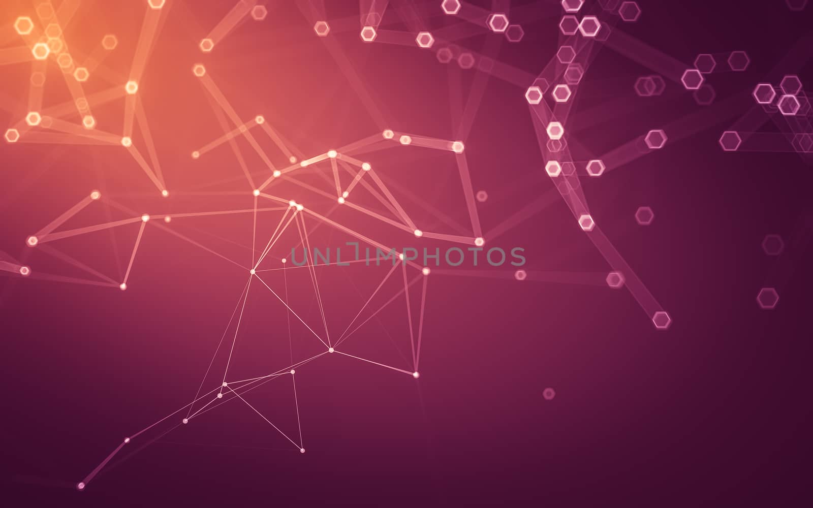 Abstract polygonal space low poly dark background with connecting dots and lines. Connection structure. 3d rendering