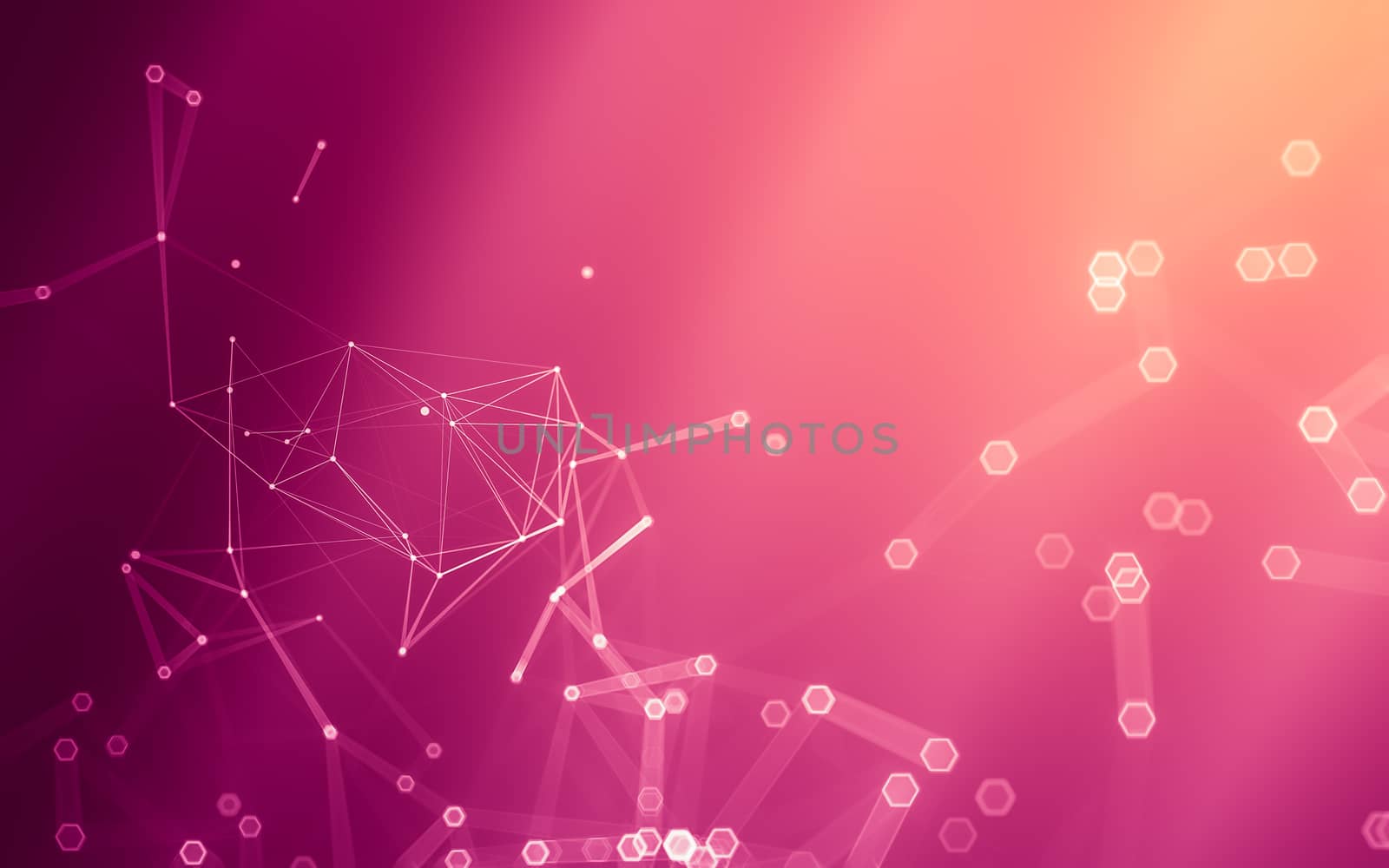 Abstract polygonal space low poly dark background with connecting dots and lines. Connection structure. 3d rendering