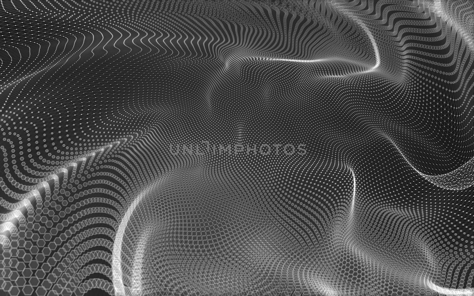 Abstract polygonal space low poly dark background with connecting dots and lines. Connection structure. 3d rendering