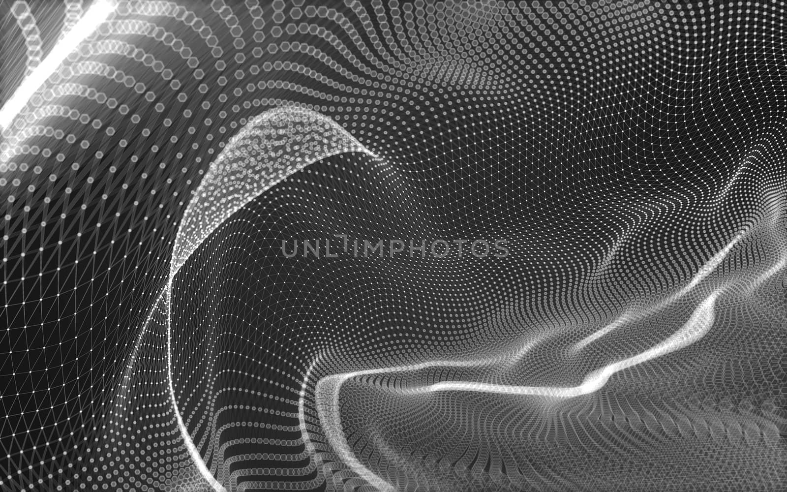 Abstract polygonal space low poly dark background with connecting dots and lines. Connection structure. 3d rendering