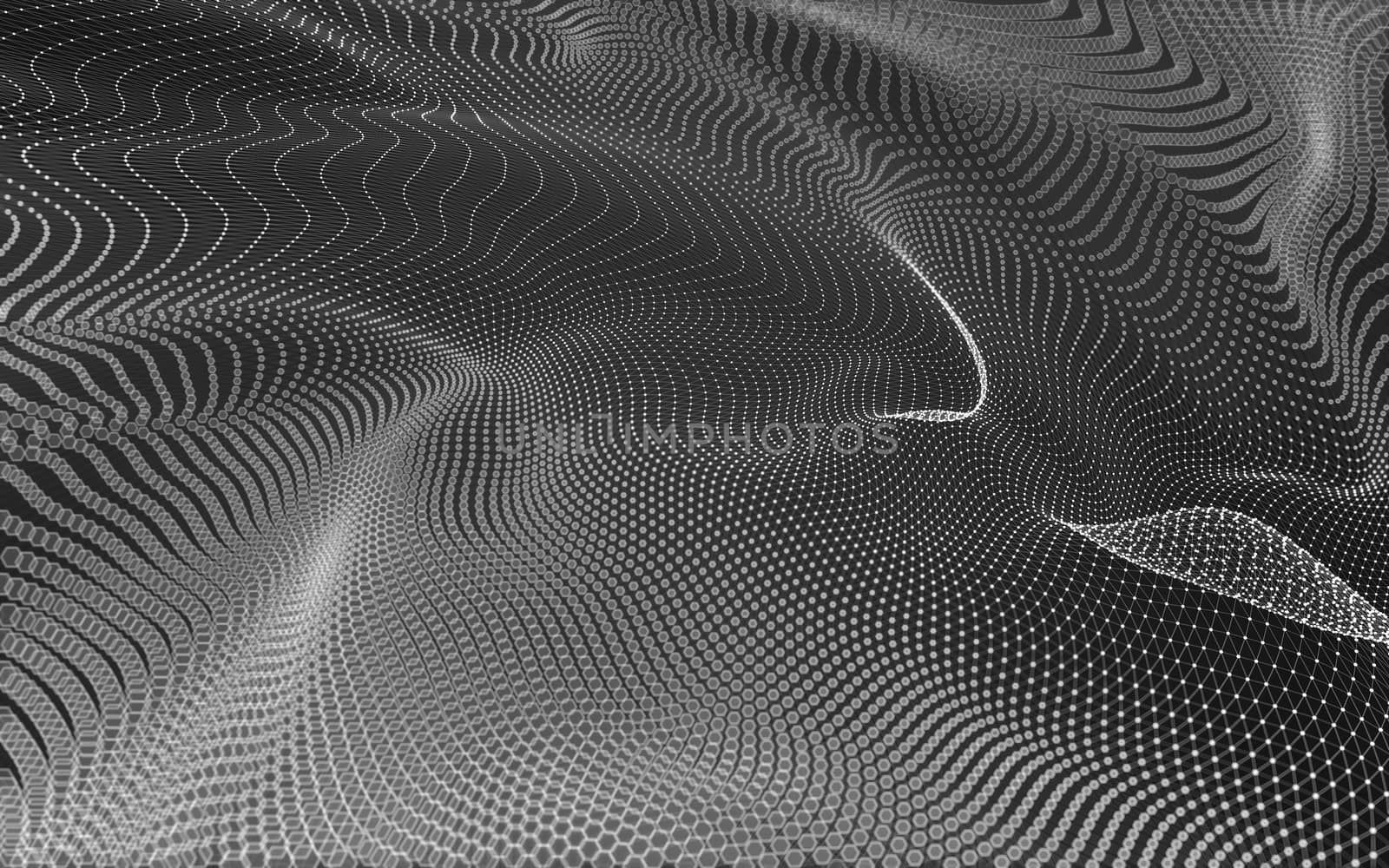 Abstract polygonal space low poly dark background with connecting dots and lines. Connection structure. 3d rendering