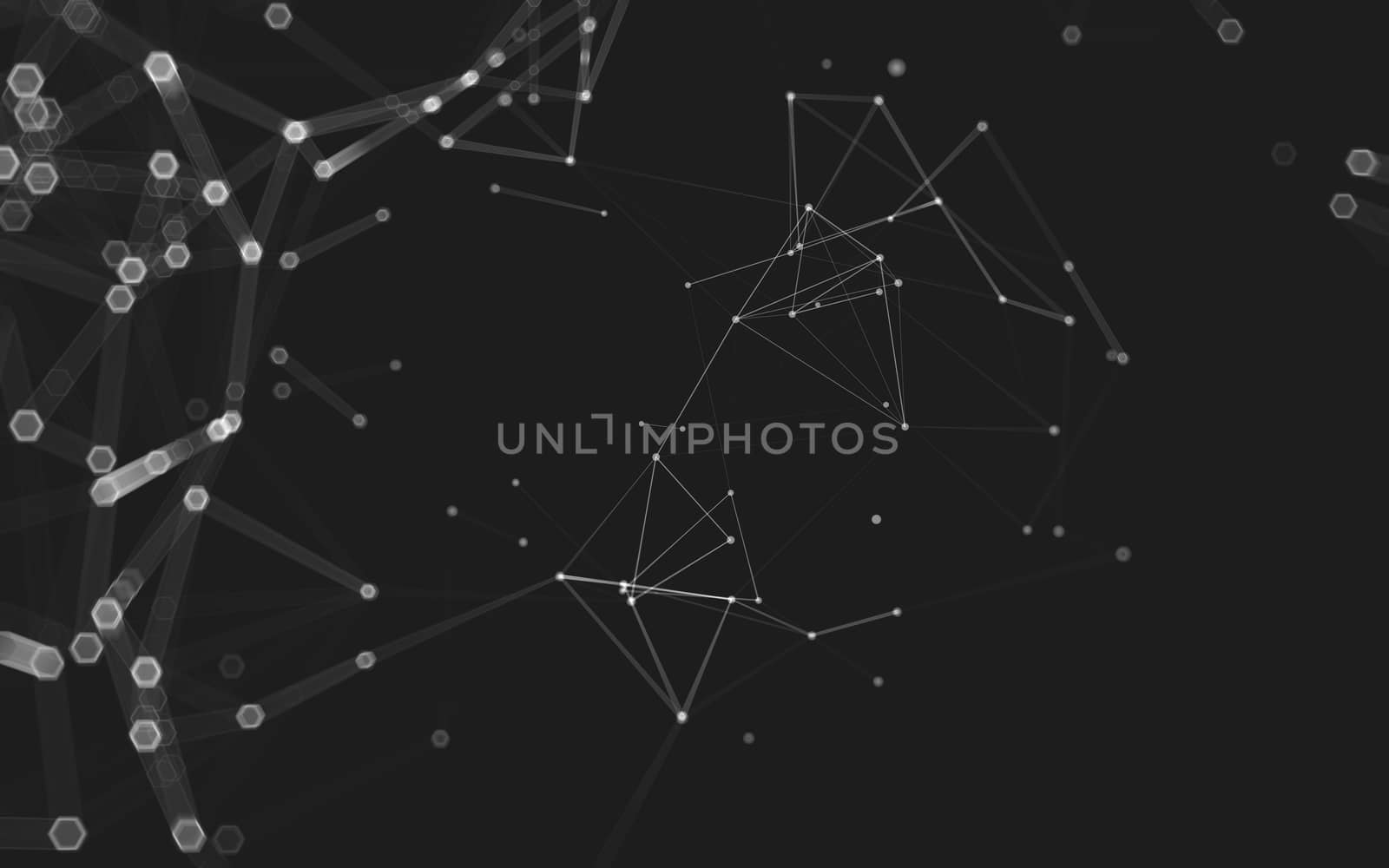 Abstract polygonal space low poly dark background, 3d rendering by teerawit