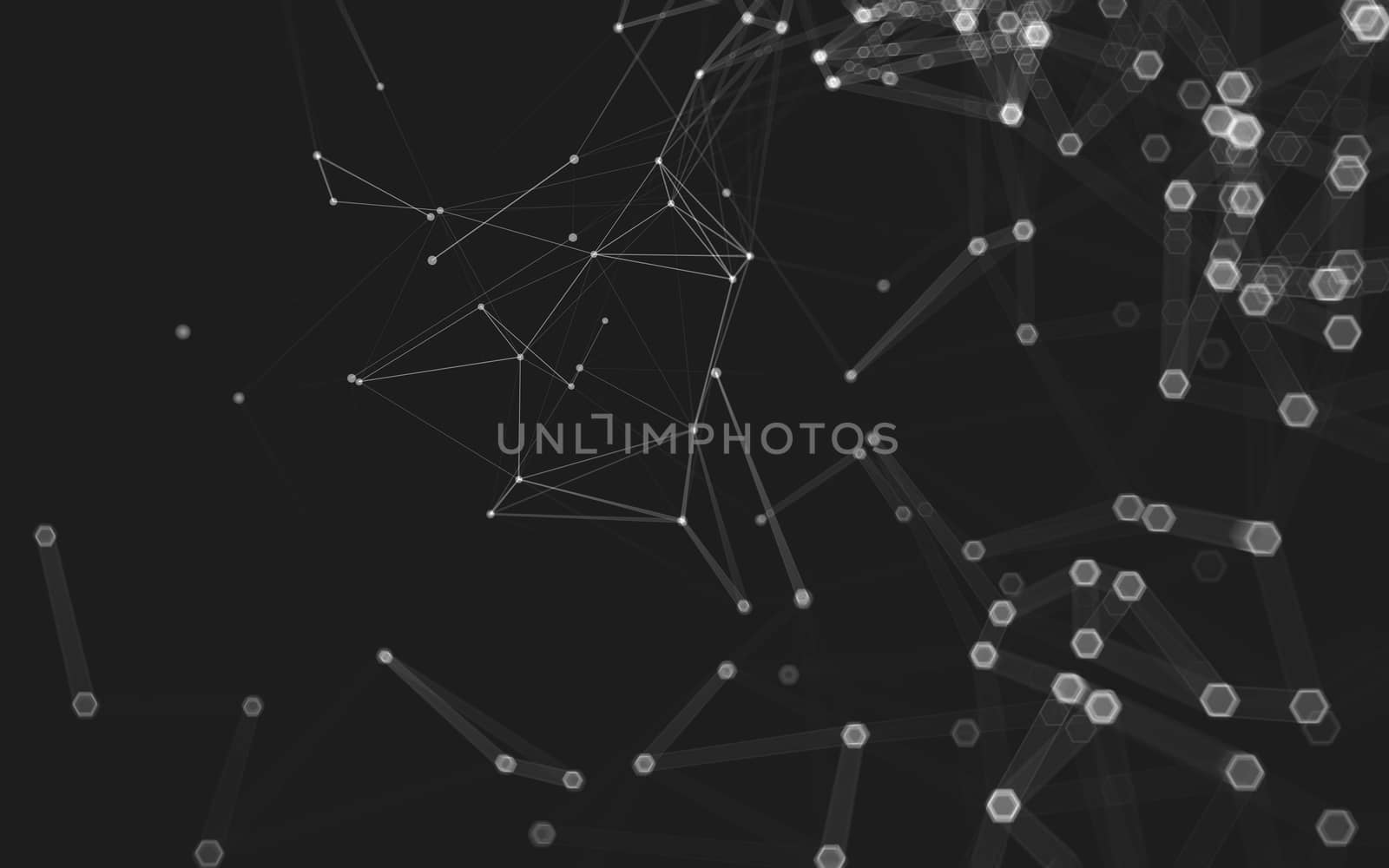 Abstract polygonal space low poly dark background with connecting dots and lines. Connection structure. 3d rendering