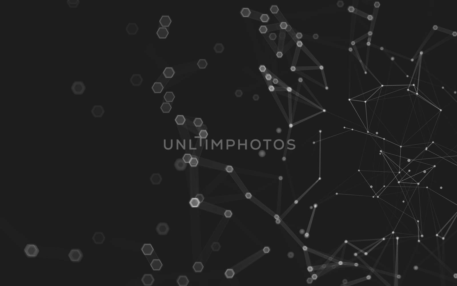 Abstract polygonal space low poly dark background with connecting dots and lines. Connection structure. 3d rendering