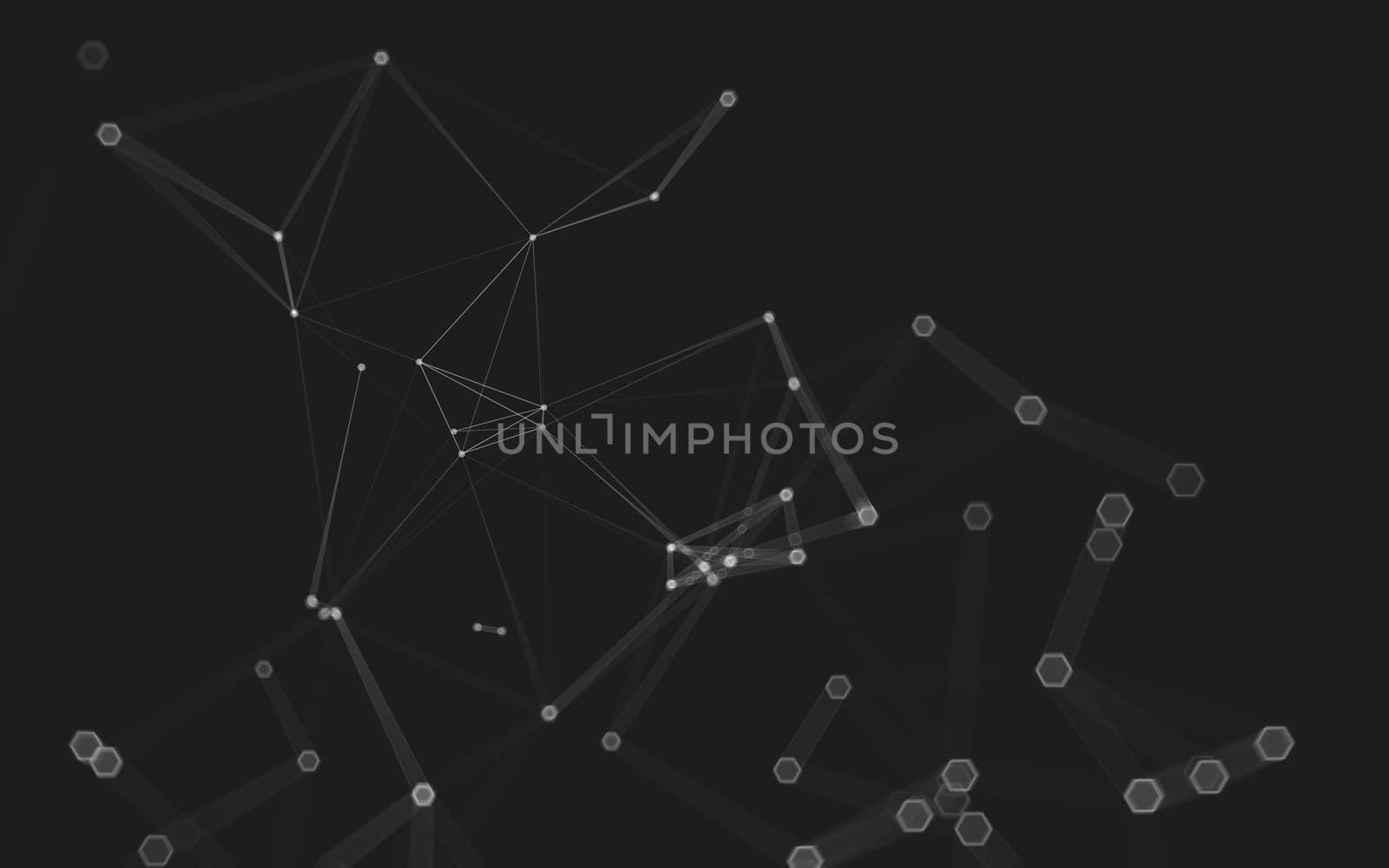 Abstract polygonal space low poly dark background with connecting dots and lines. Connection structure. 3d rendering