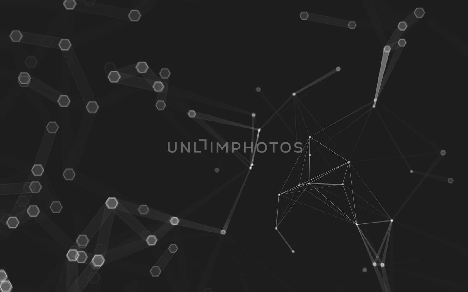 Abstract polygonal space low poly dark background, 3d rendering by teerawit