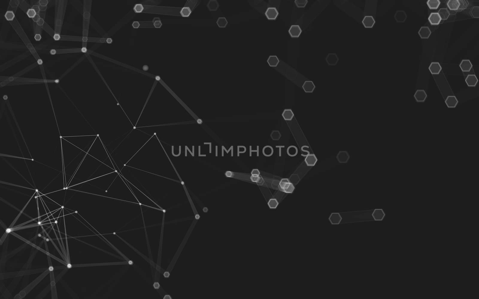 Abstract polygonal space low poly dark background with connecting dots and lines. Connection structure. 3d rendering