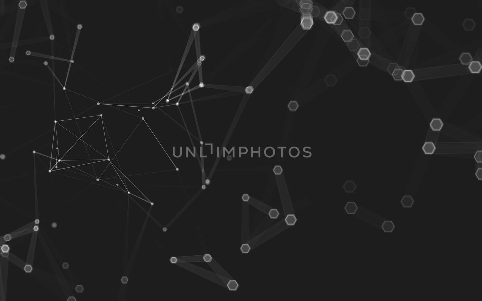 Abstract polygonal space low poly dark background with connecting dots and lines. Connection structure. 3d rendering