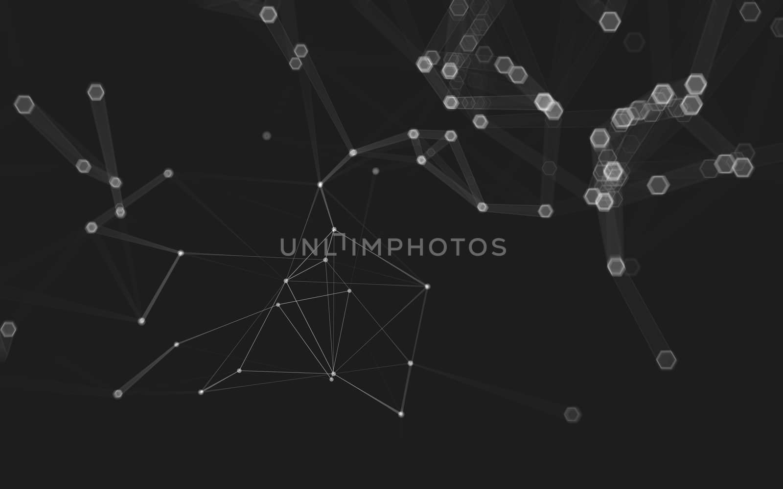 Abstract polygonal space low poly dark background with connecting dots and lines. Connection structure. 3d rendering