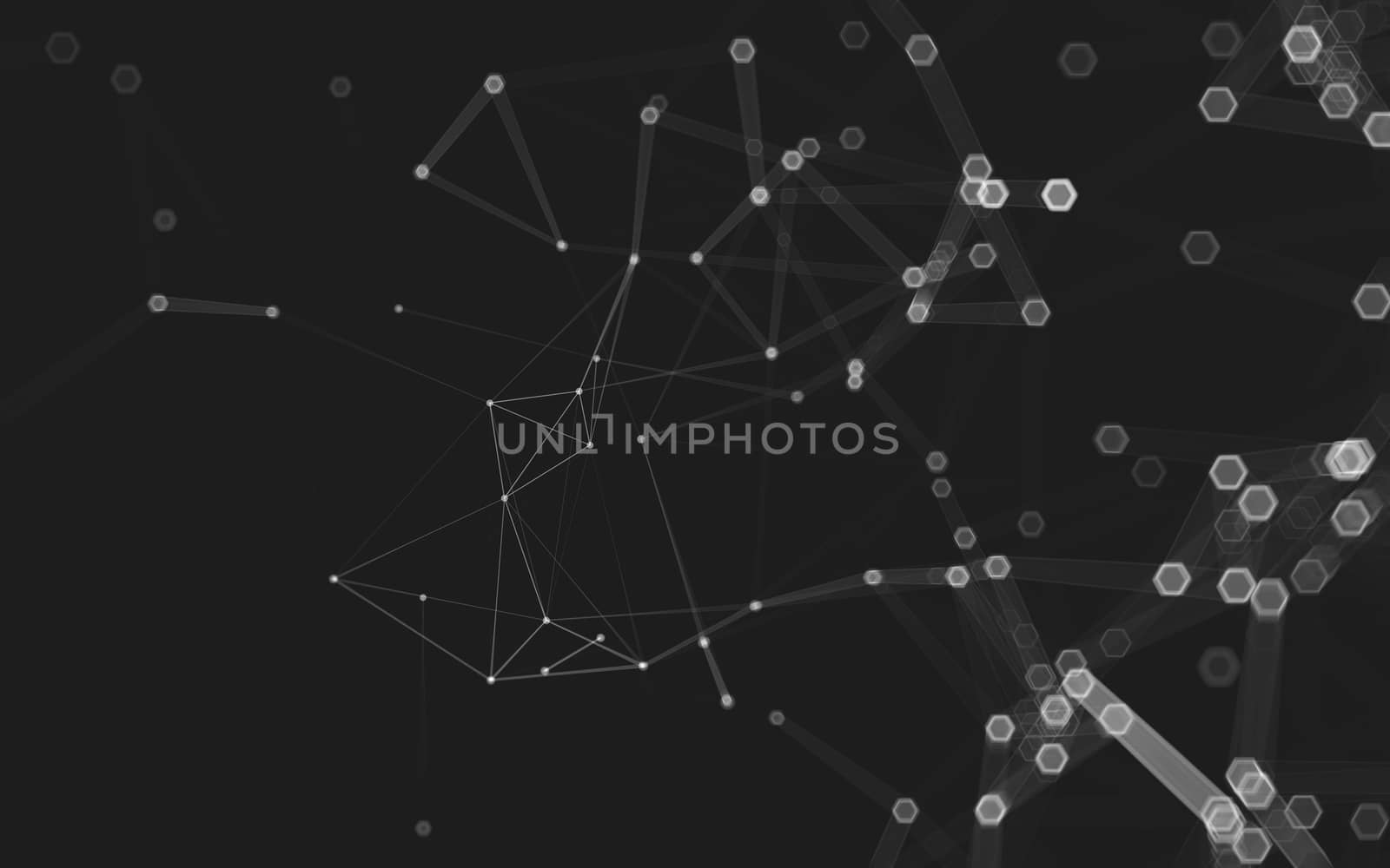 Abstract polygonal space low poly dark background with connecting dots and lines. Connection structure. 3d rendering