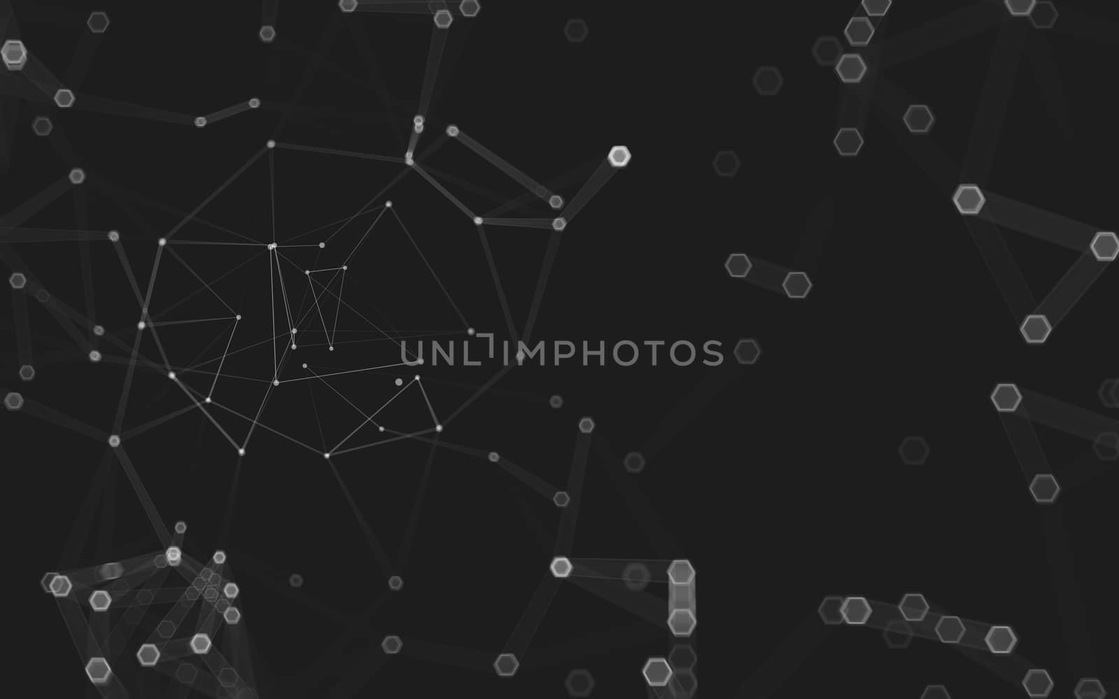 Abstract polygonal space low poly dark background with connecting dots and lines. Connection structure. 3d rendering