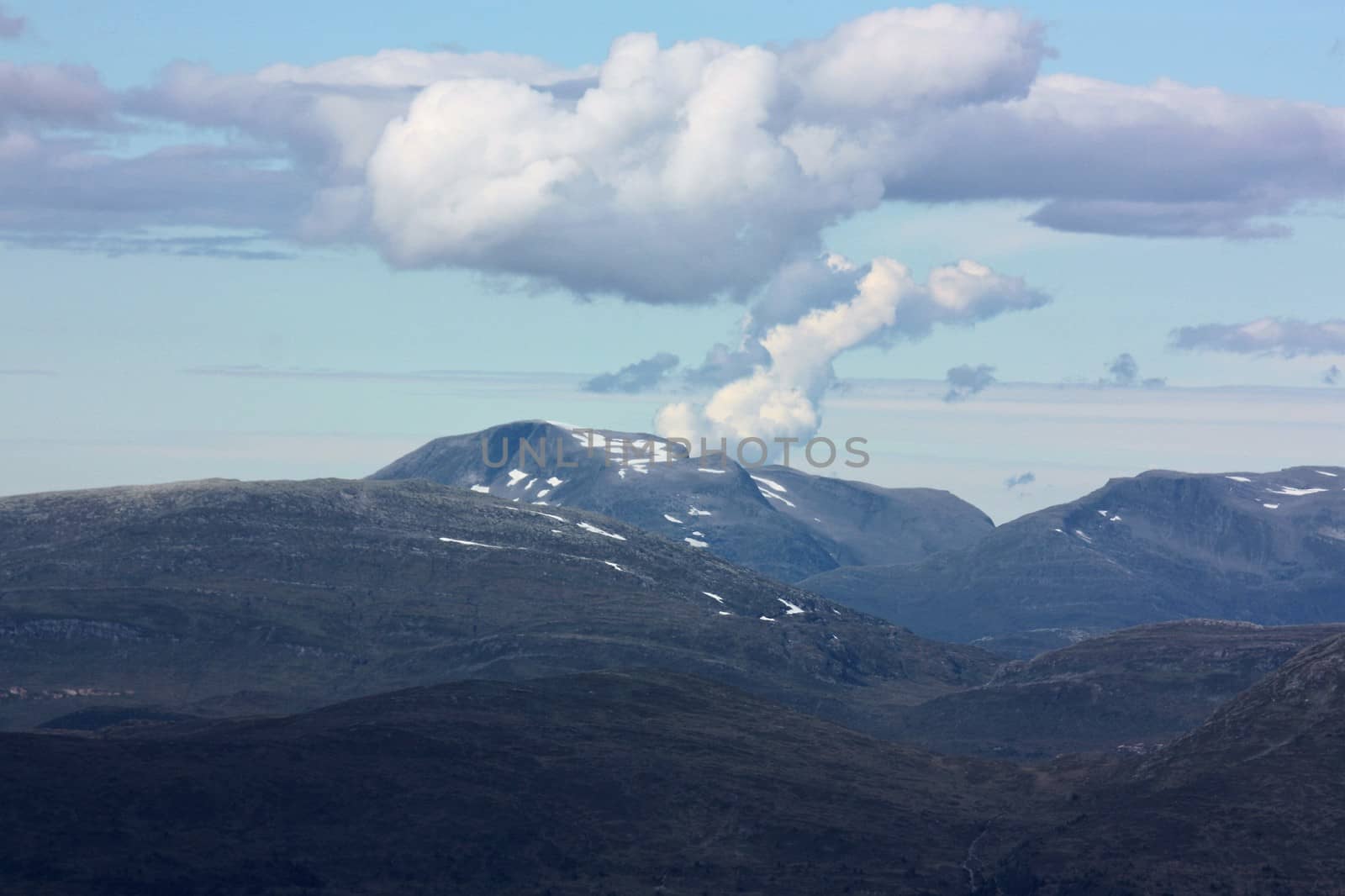 View to a imaginary volcano from the mountain Vora (1450 m.o.h) in Gaular