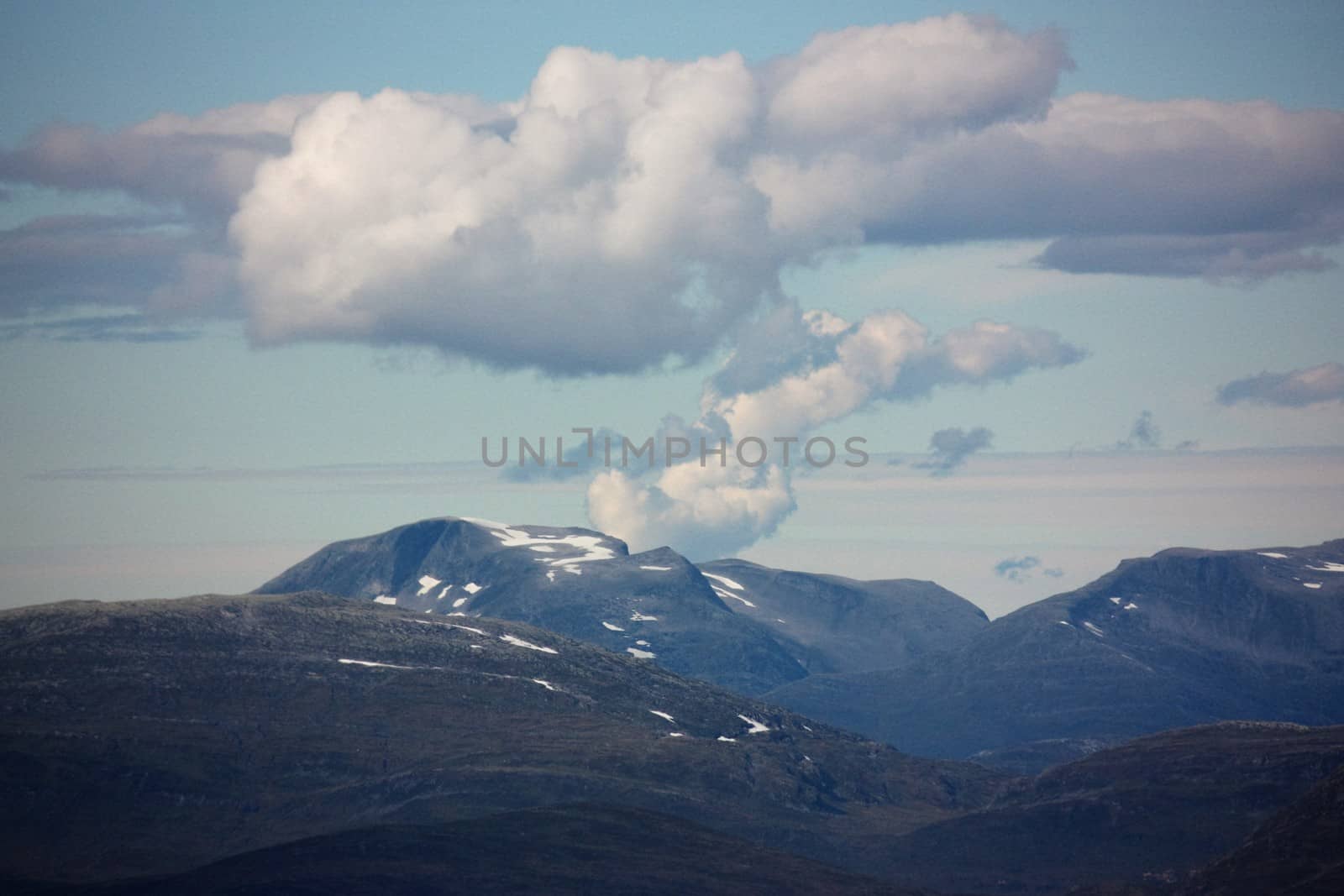 View to a imaginary volcano from the mountain Vora (1450 m.o.h) in Gaular