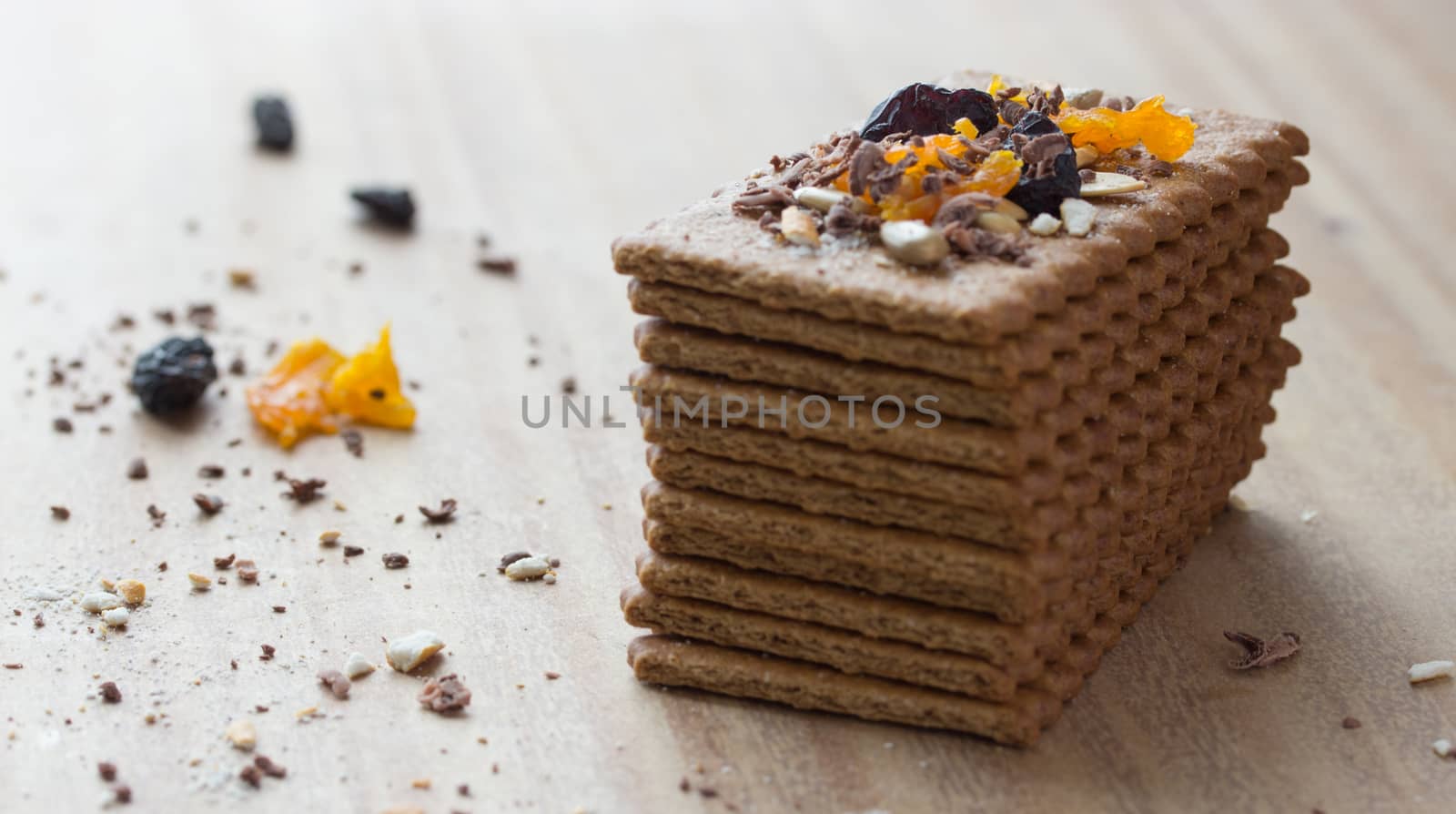 cookies with dry fruits on wooden table