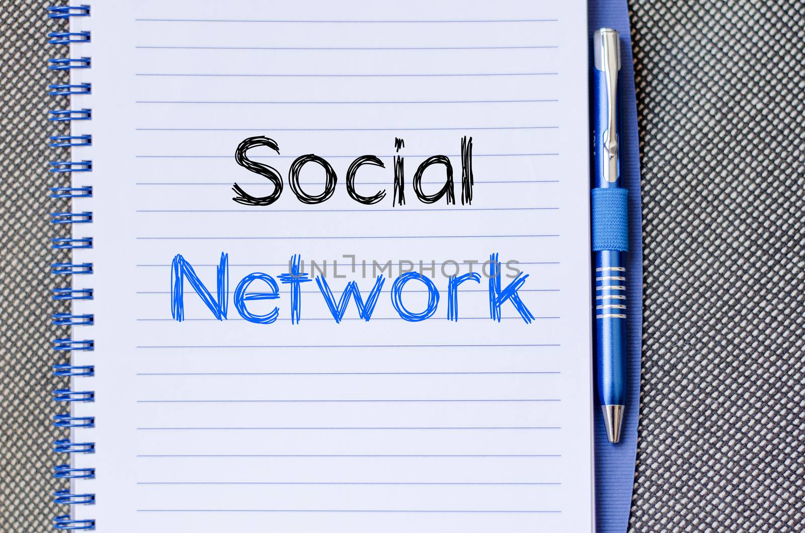Social network text concept write on notebook