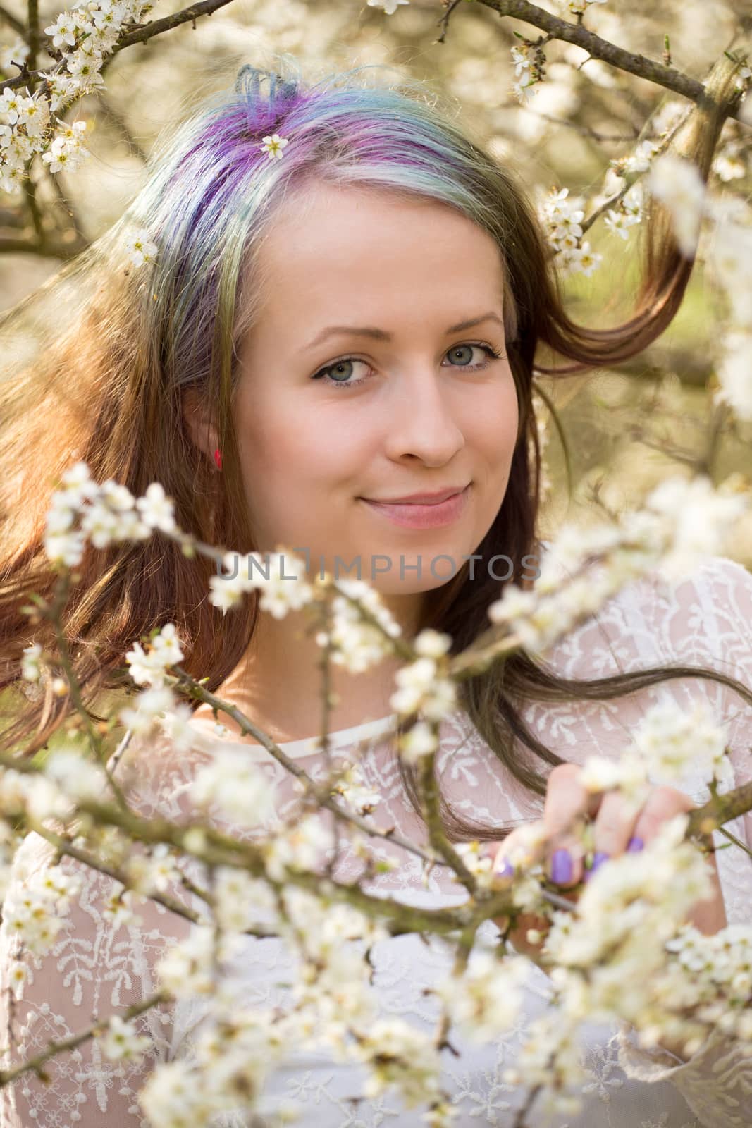 cheerful fashionable woman in spring by artush
