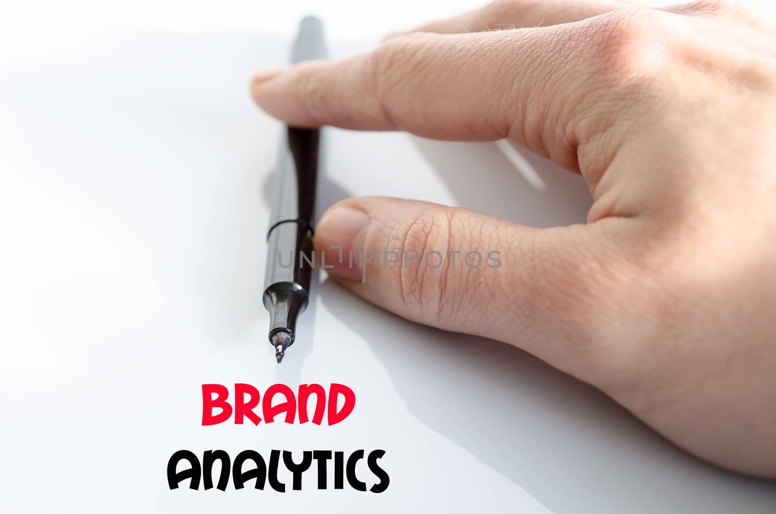 Brand analytics text concept isolated over white background