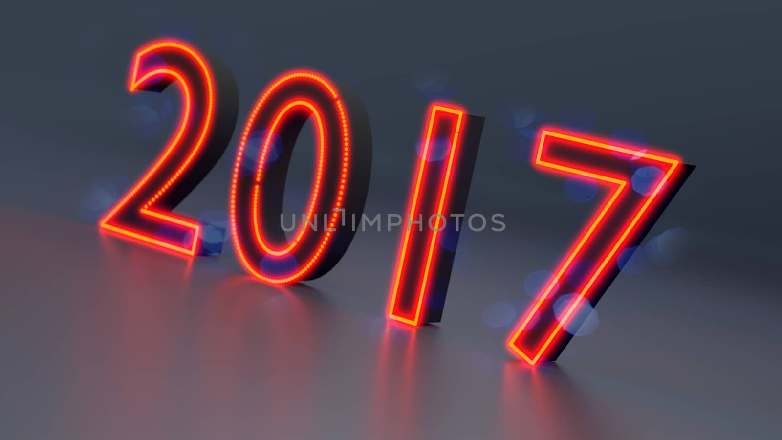New Year 2017 abstract background, 3d illustration