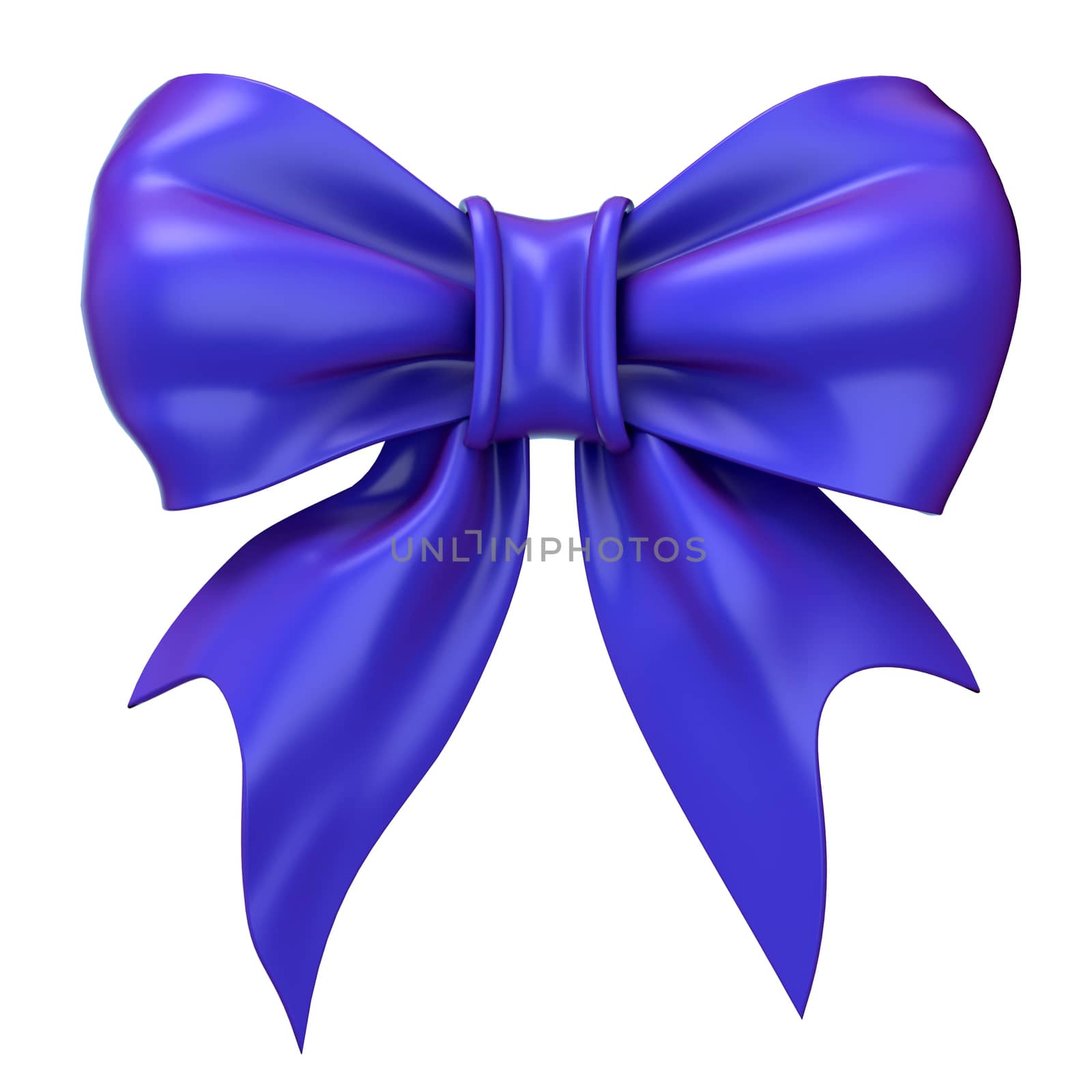 Blue, violet glossy ribbon bow. 3D by djmilic