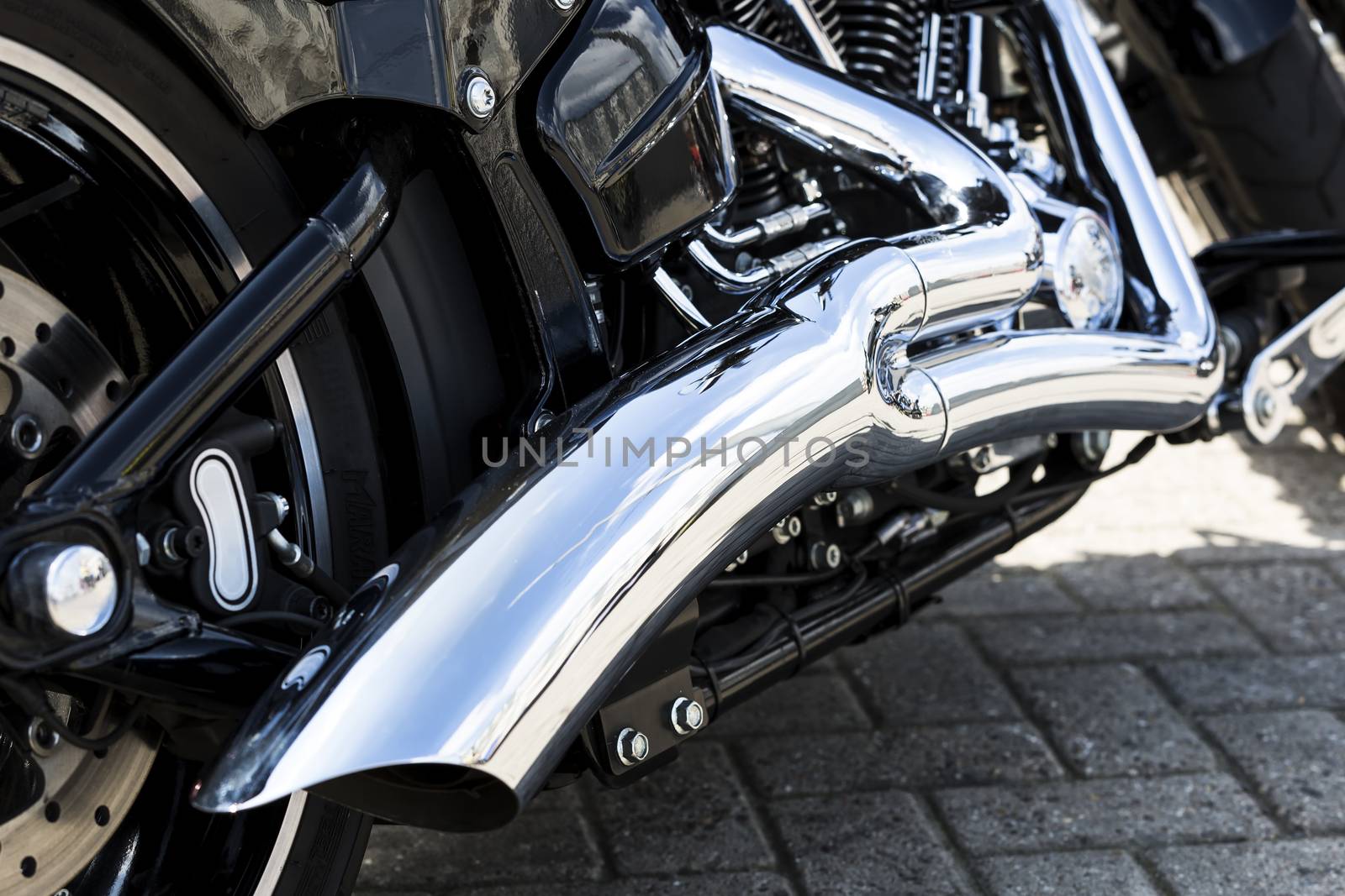 chromium on engine of the motorcycle
