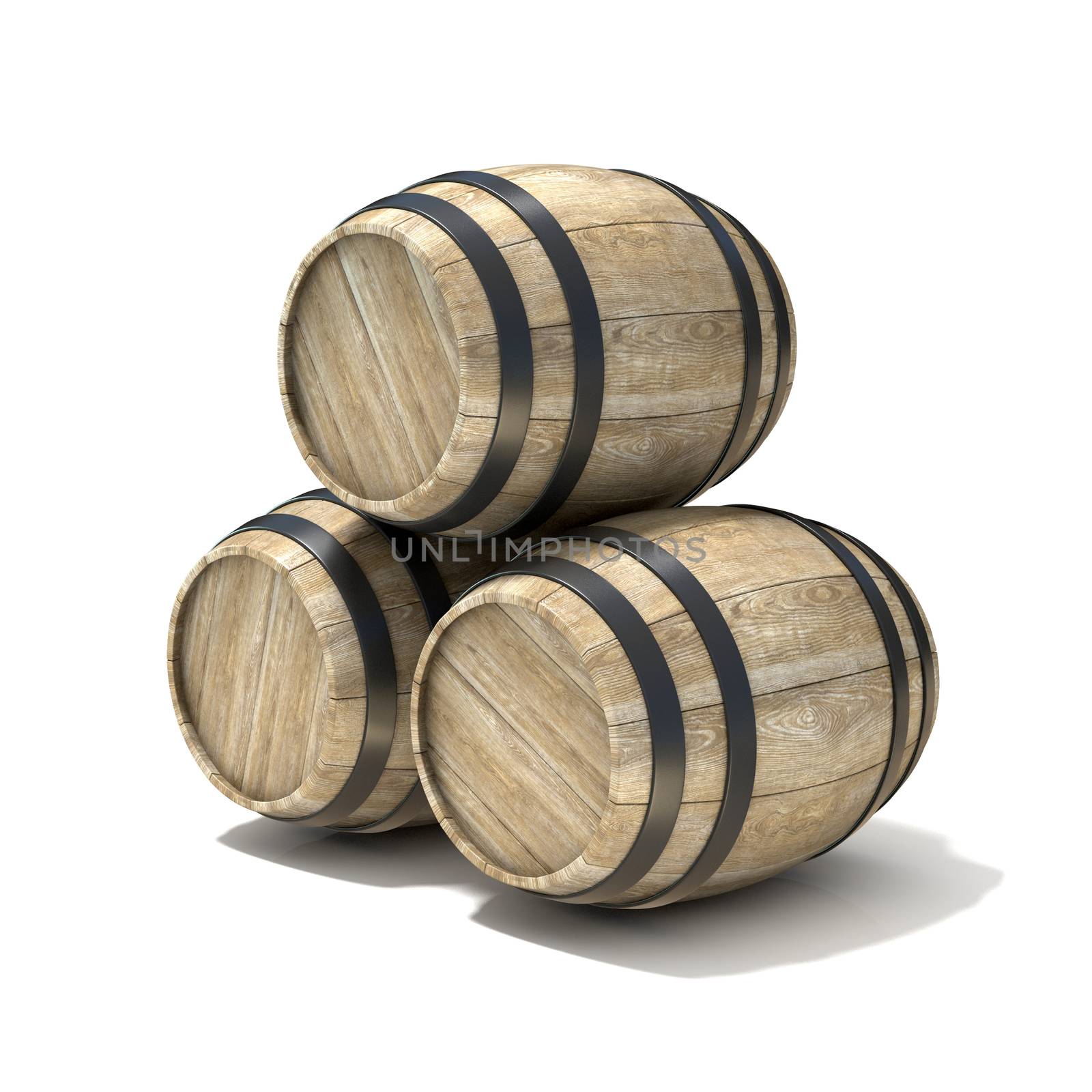 Group of wooden wine barrels. 3D by djmilic