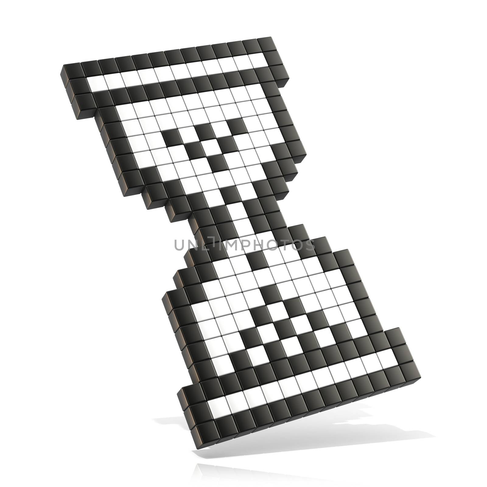 Hourglass mouse cursor. 3D render illustration isolated on white background. Big version