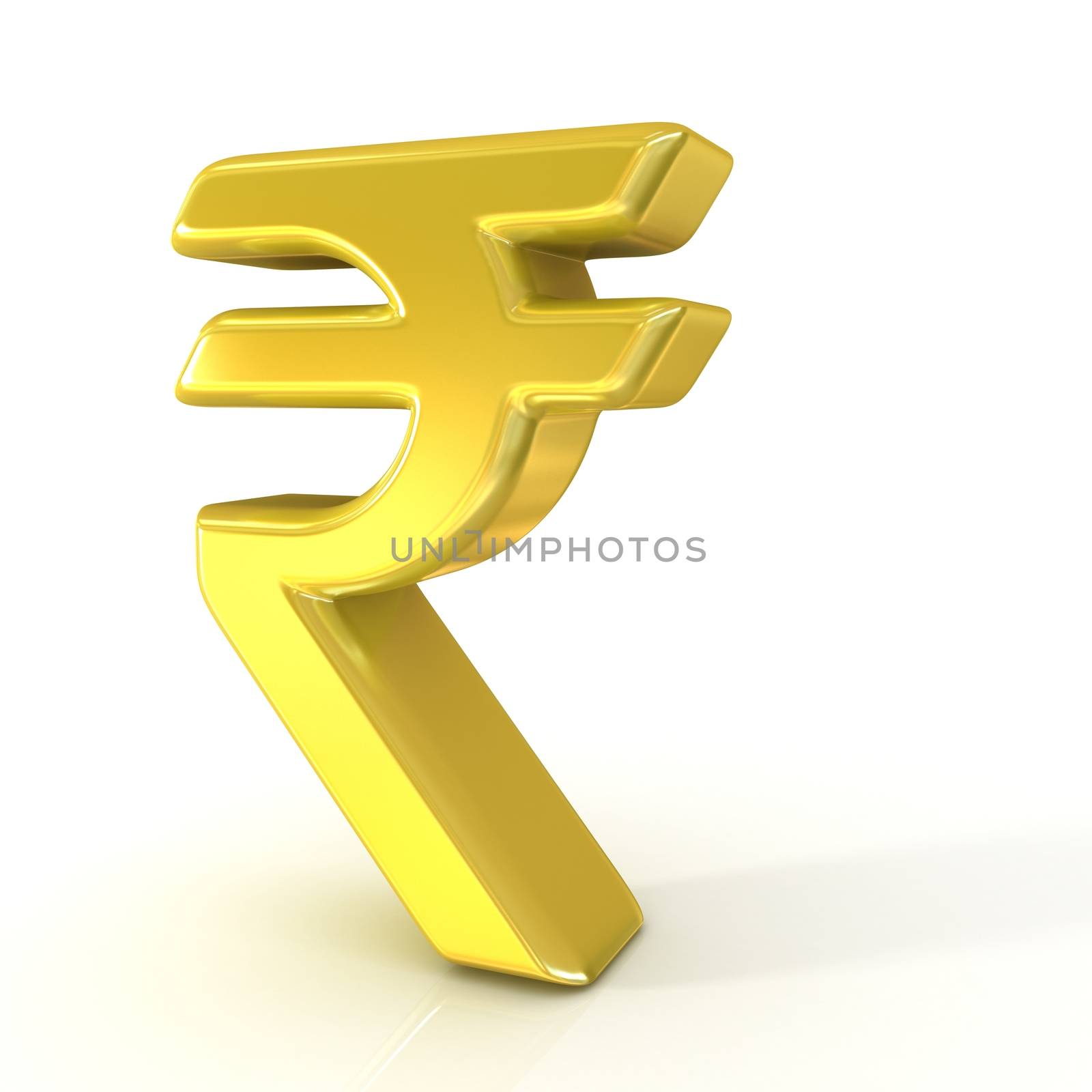 Indian rupee 3D golden sign isolated on white background