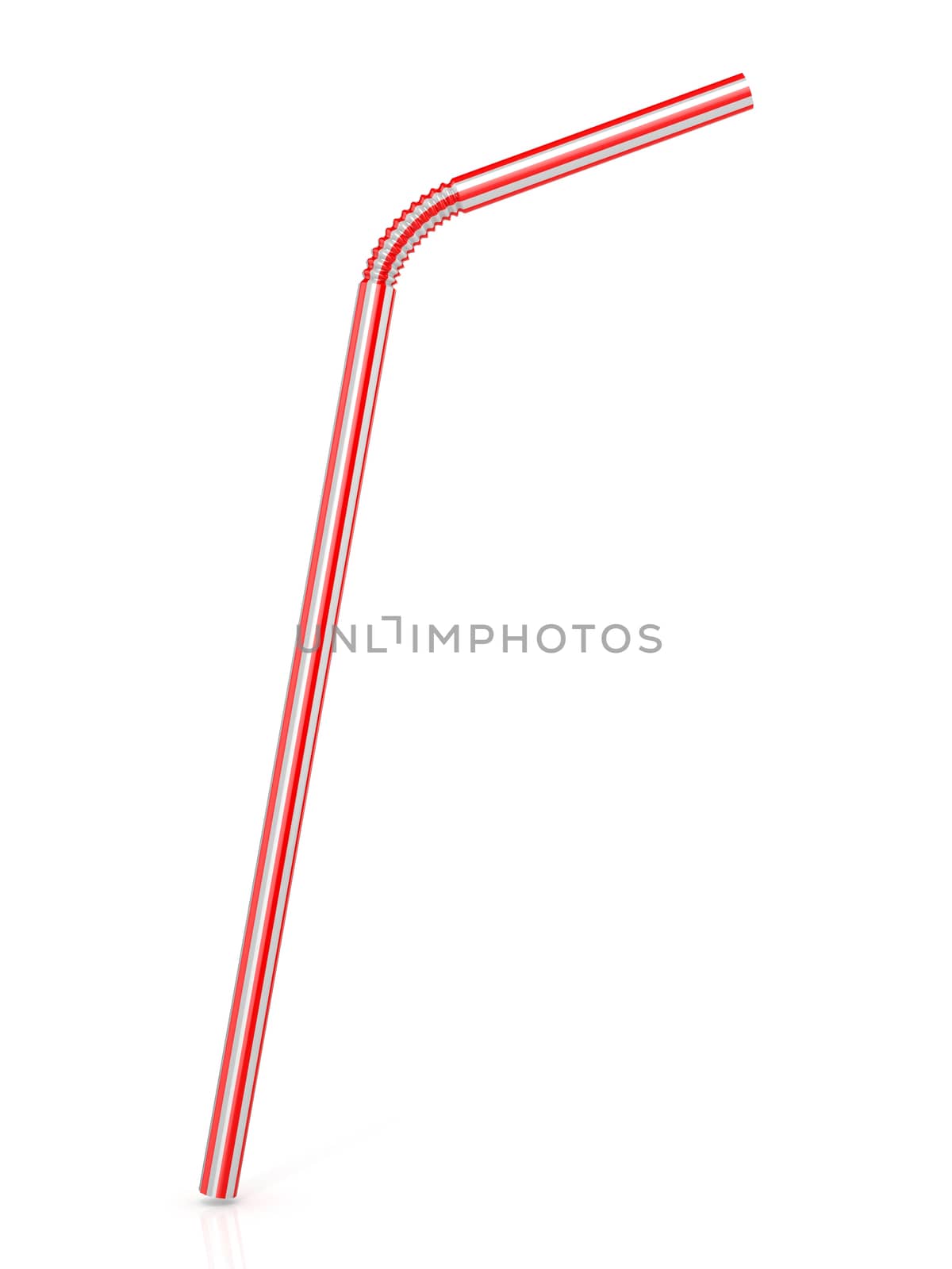 Drinking straw isolated on a white background. 3D render illustration.