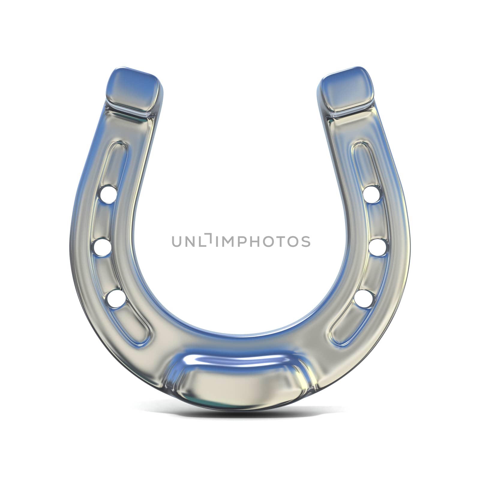 Silver horseshoe. 3D illustration isolated on white background