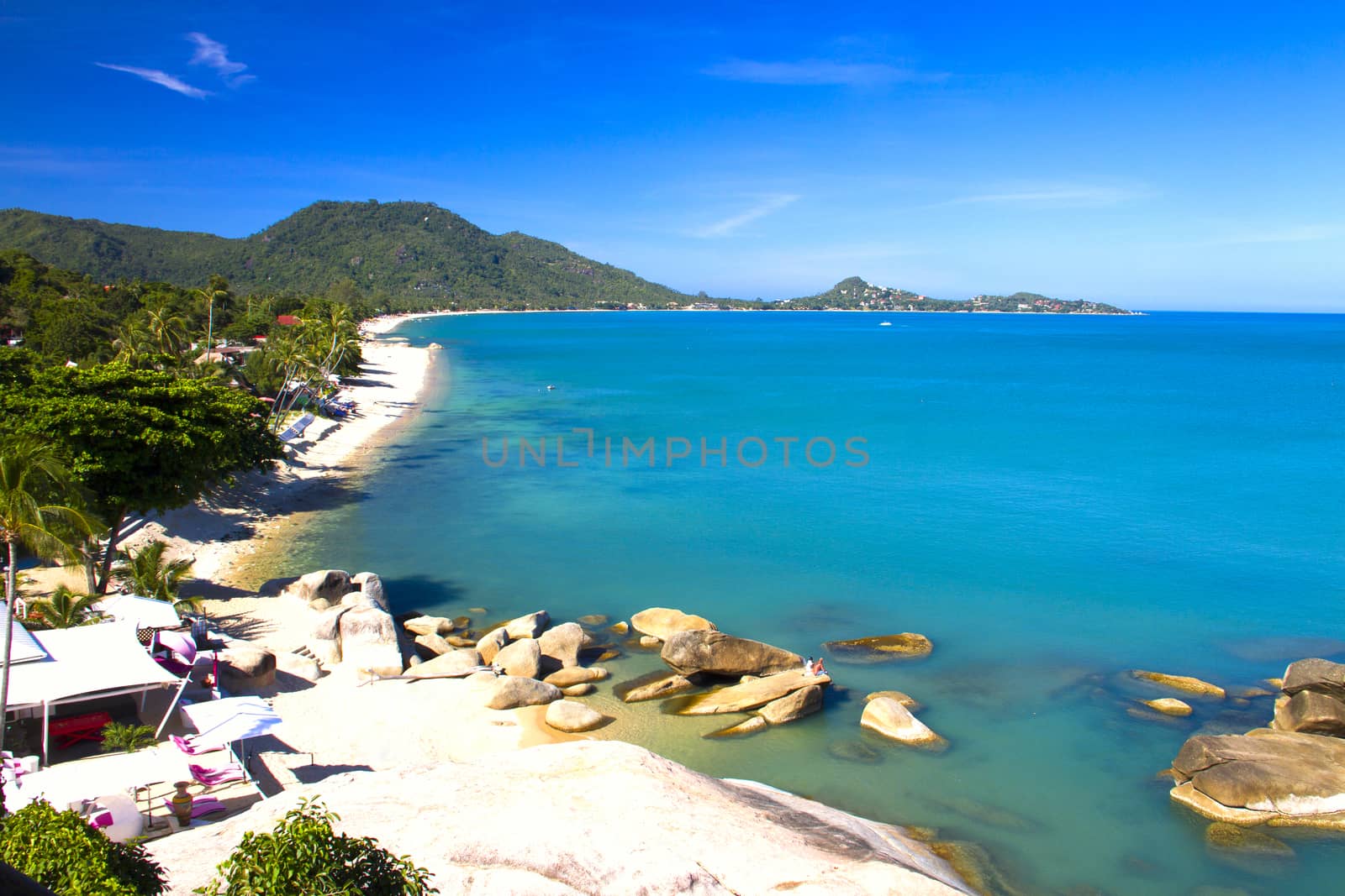 Bird eye view of Lamai beach, Samui island, Thailand