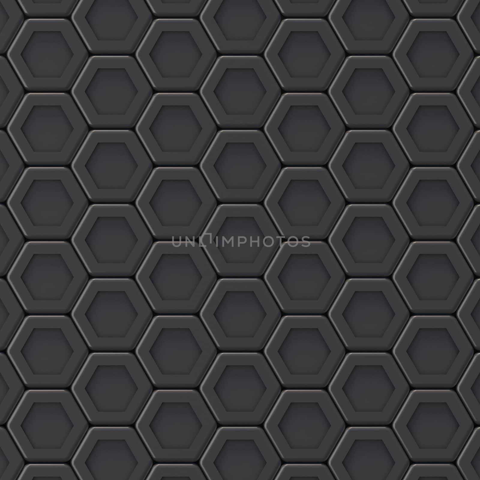 Black abstract hexagonal background. 3D render illustration