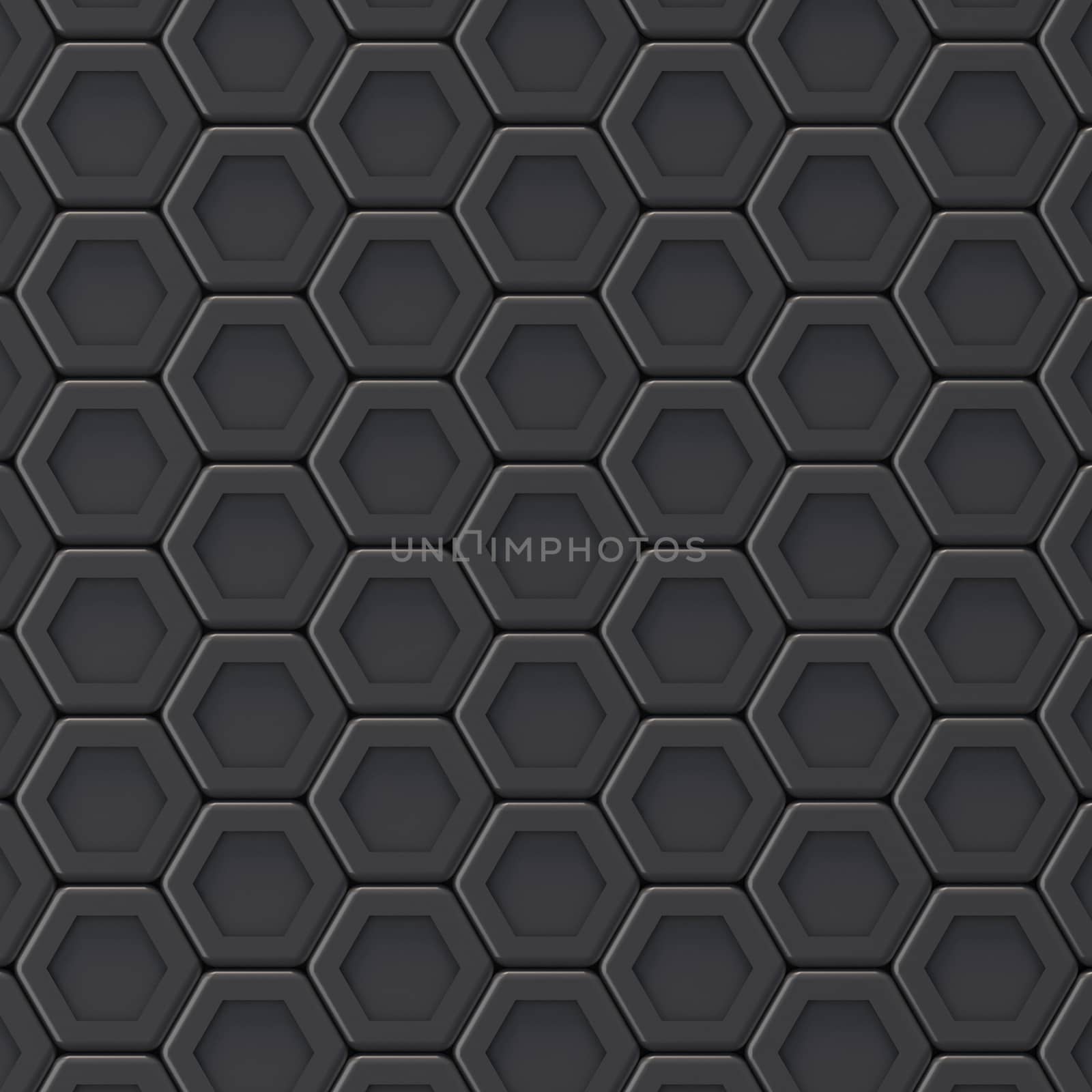 Black abstract hexagonal background. 3D render illustration