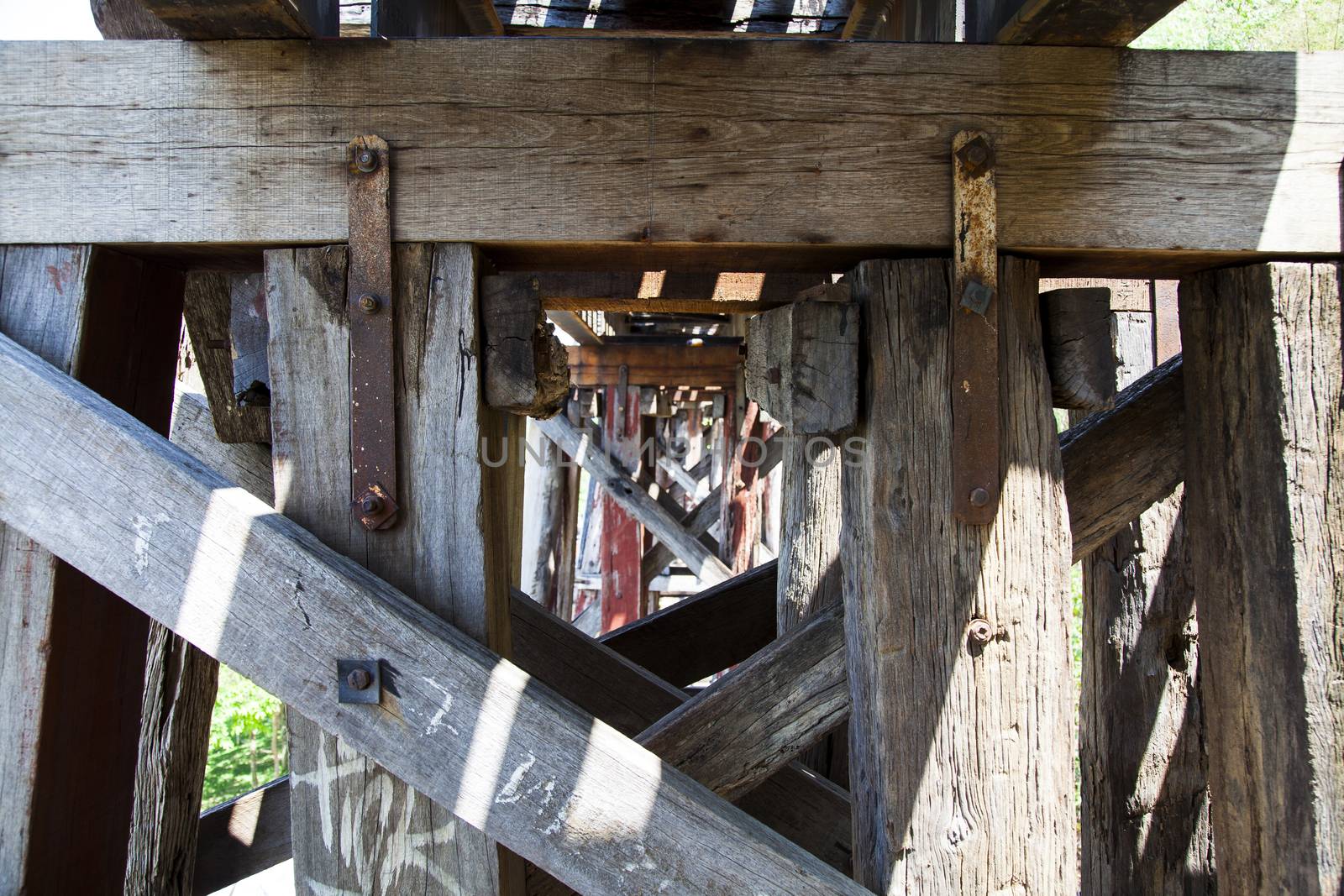 Death railway line built with wood. Tham Kra Sae  Kanchanaburi‎ Thailand.