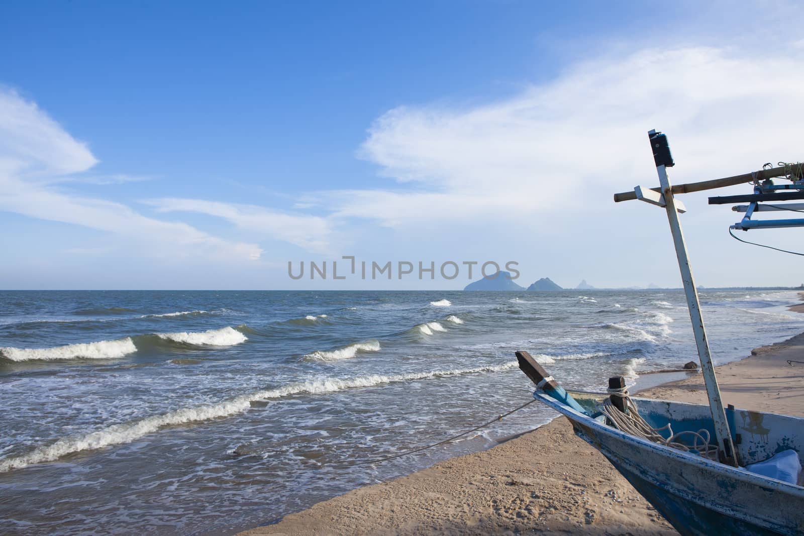 Small fishing boat. Thailand's fishermen. Lifestyle, occupation fisherman.