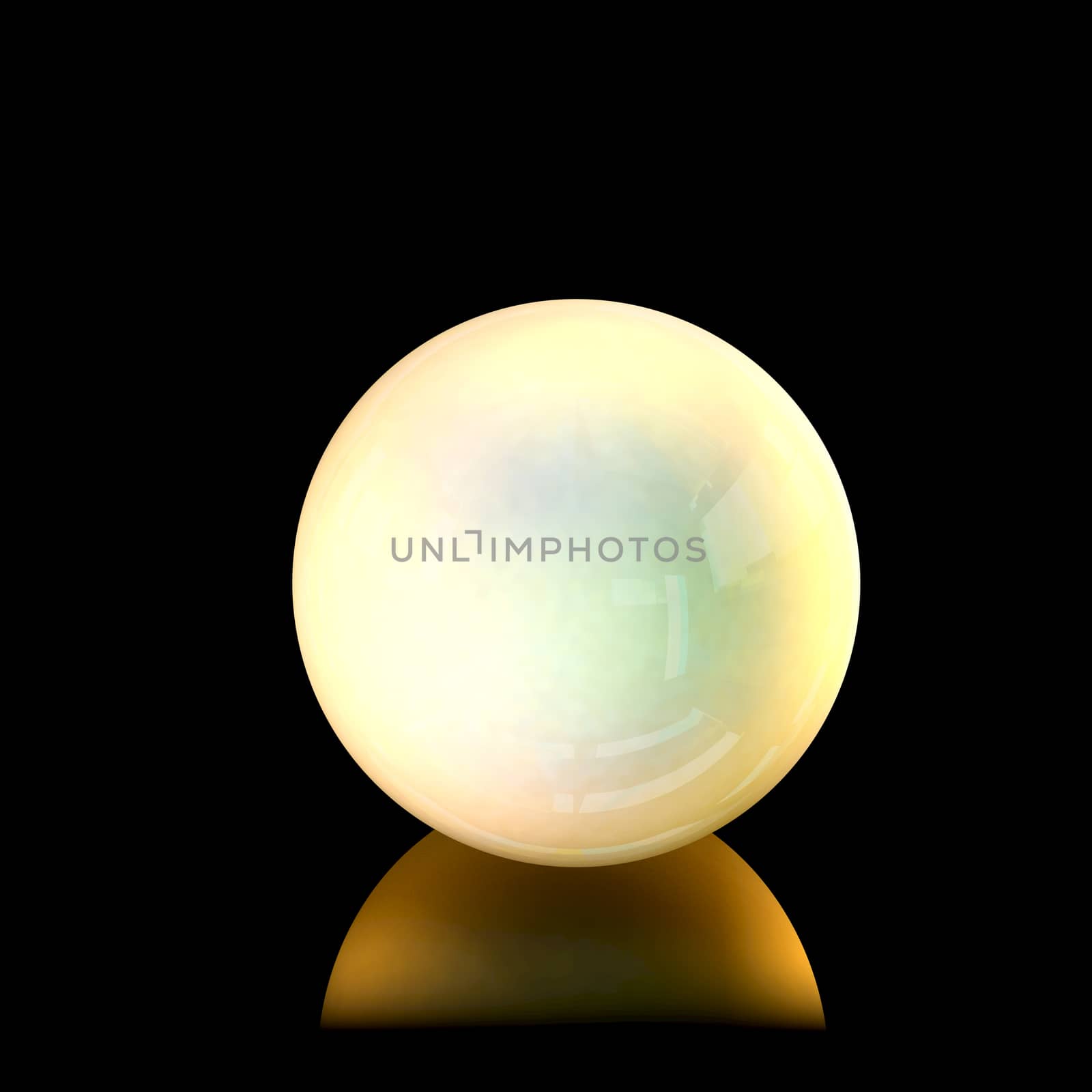 Close up view of a golden pearl. 3D Rendering