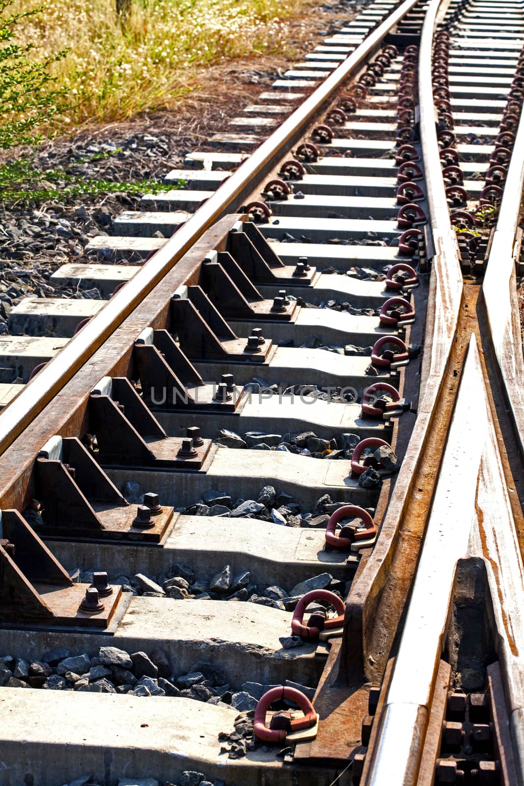 Line of railway crossing in rural of Thailand. by jee1999