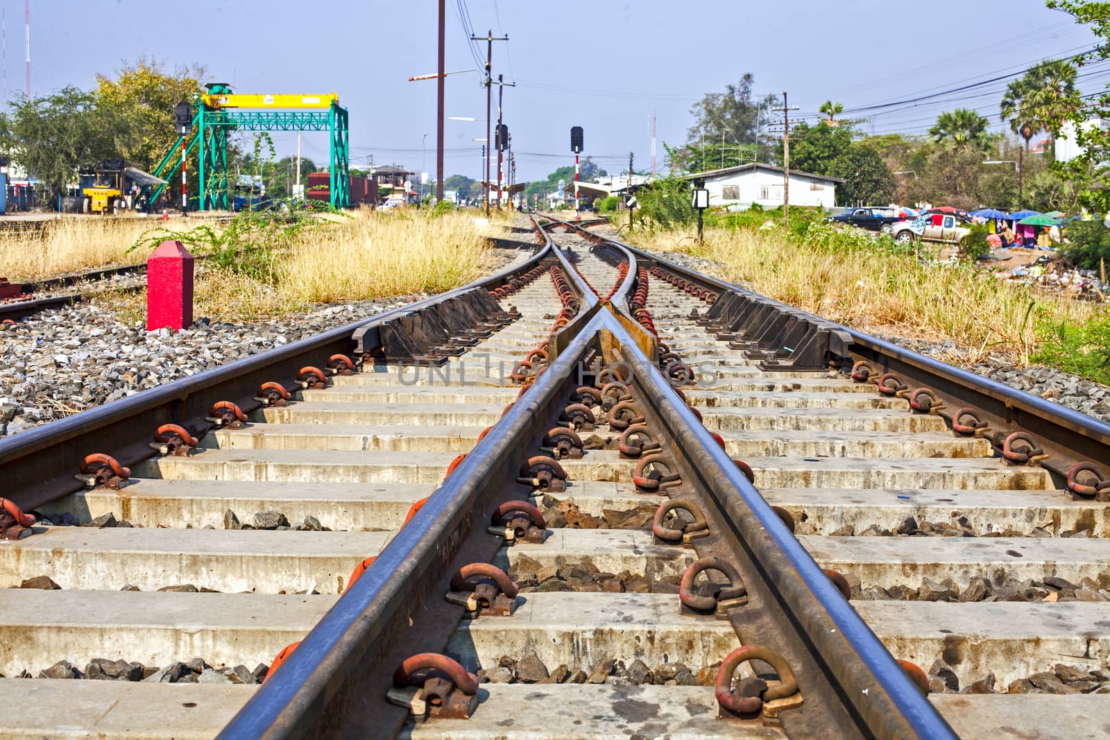train tracks at the train depot