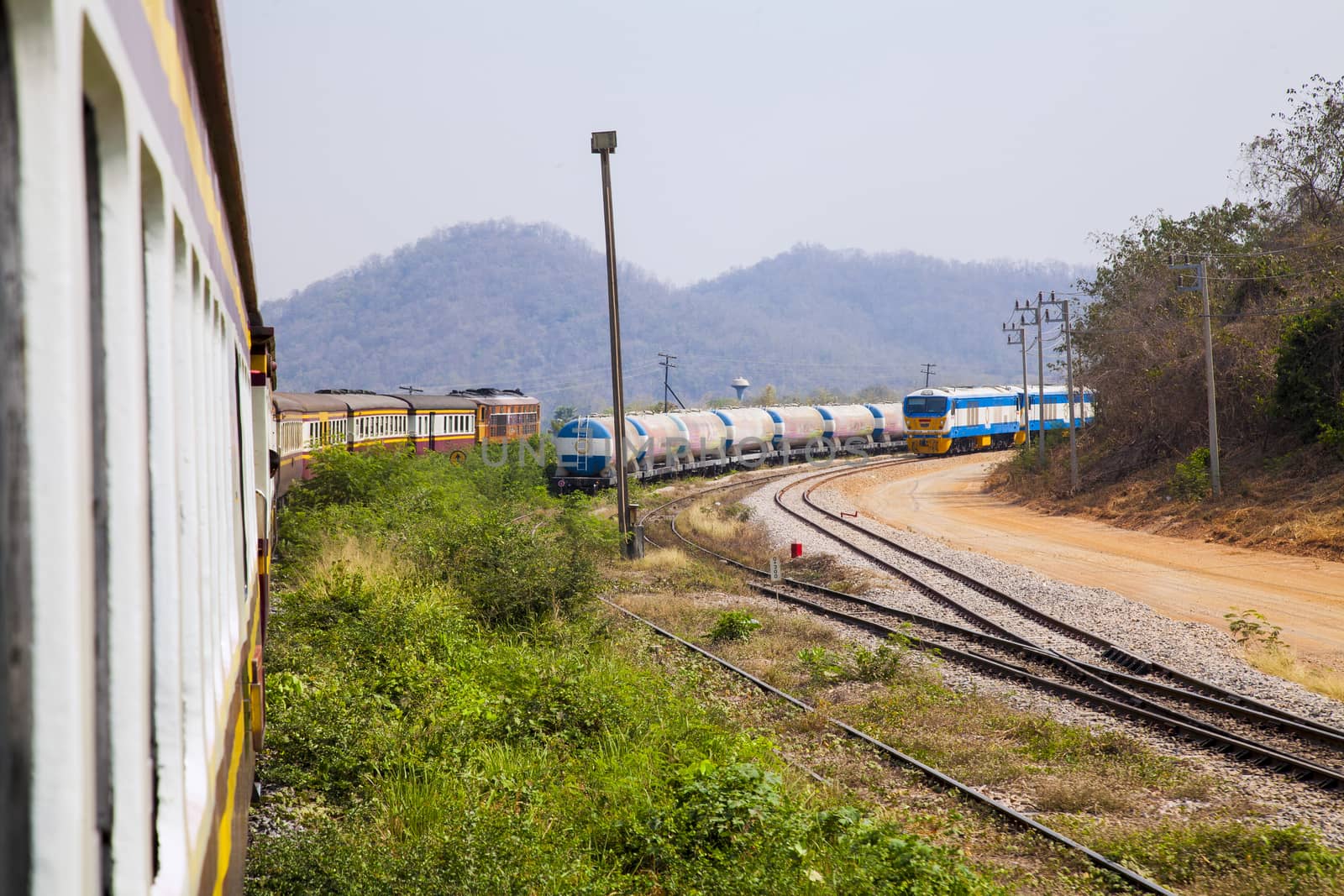 The trains were running to their destinations.