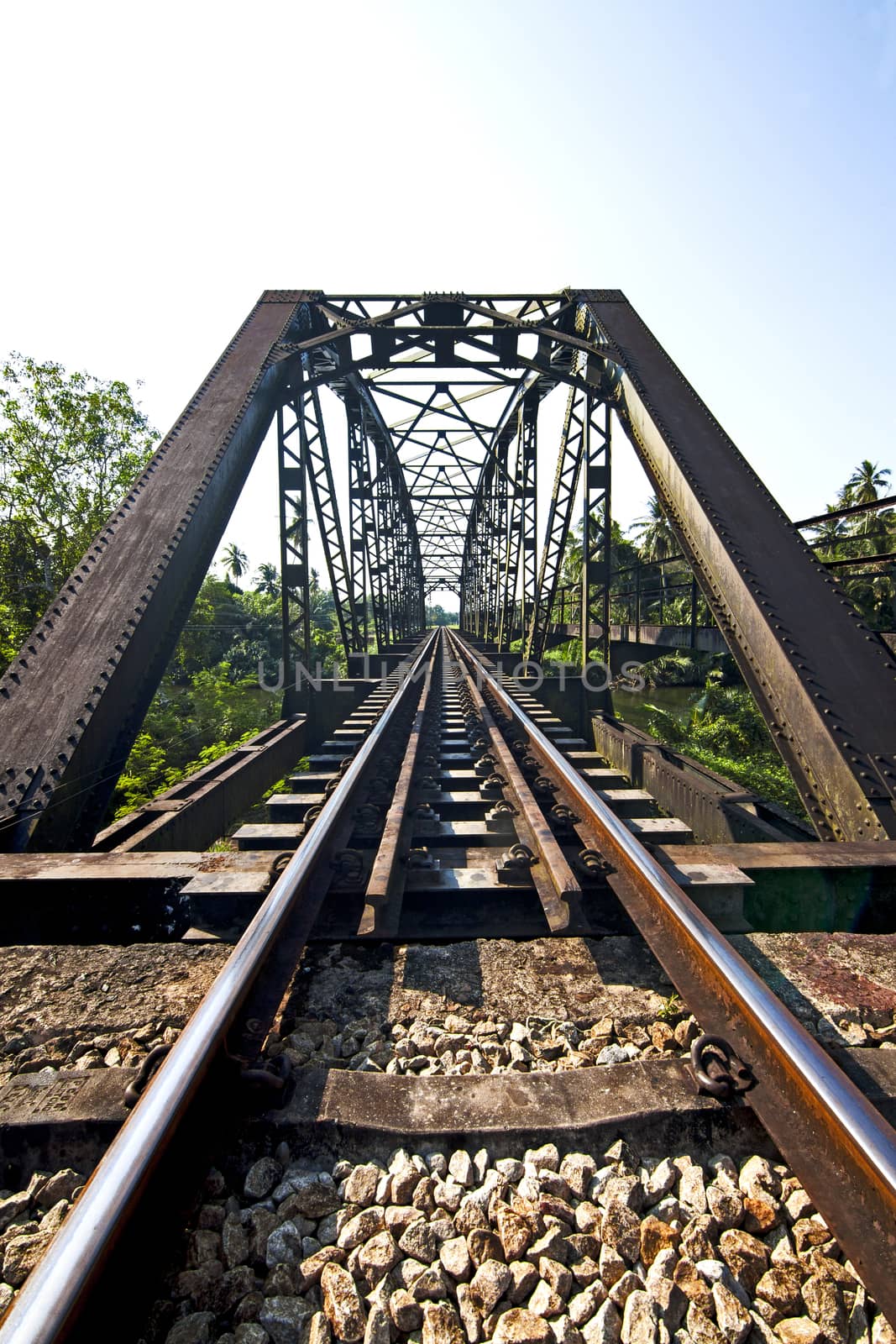 Arch railroad bridge, the longest in the country. District Centre in Chumphon