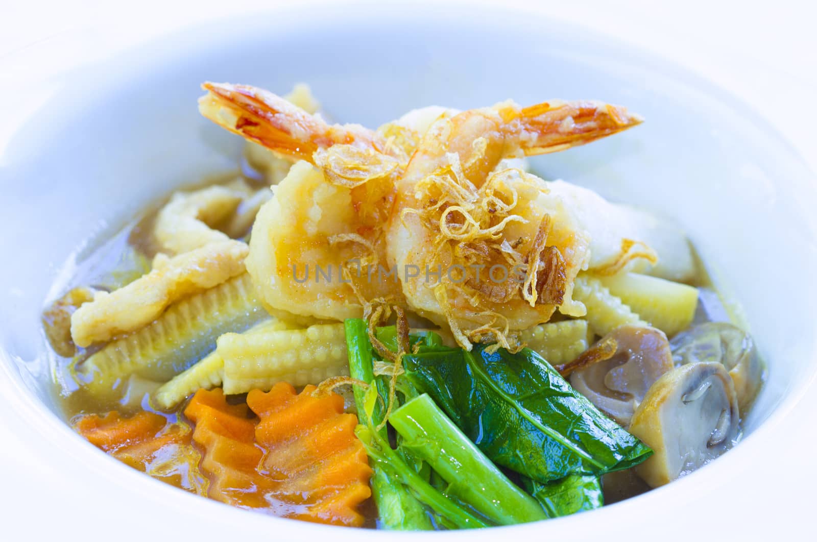 Seafood and Noodles in a Creamy Sauce, Rad Na noodles delicious tradition thai food