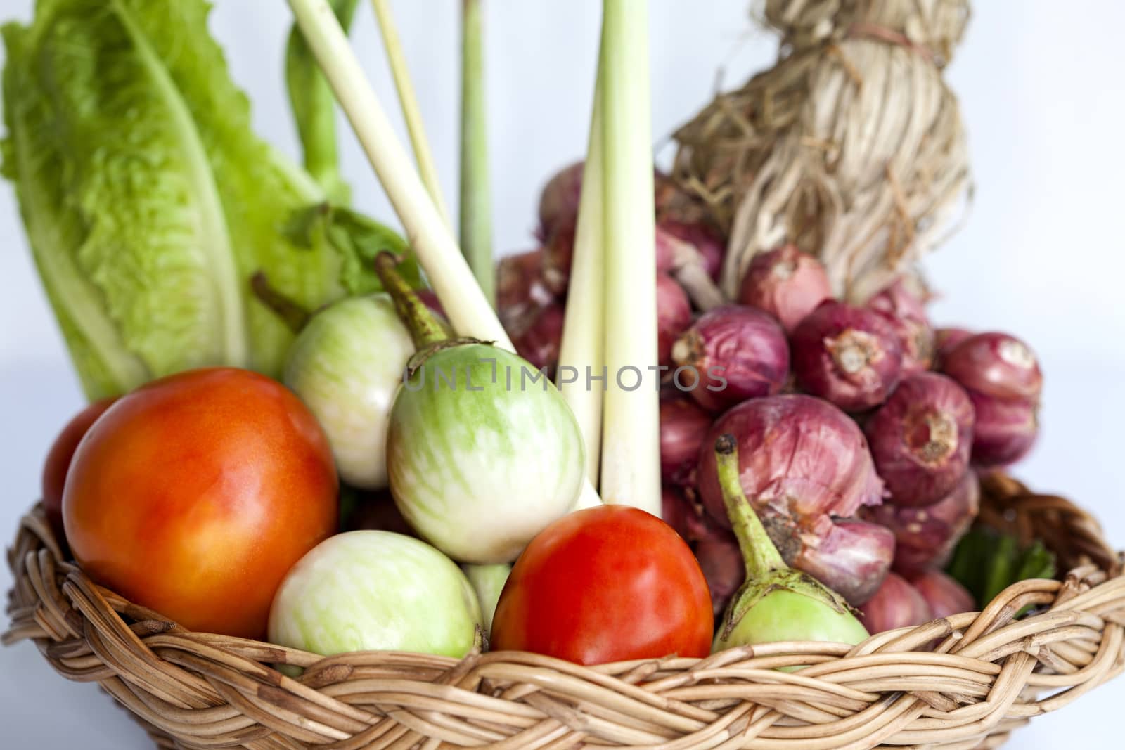 fruits and vegetables isolated on a white background.