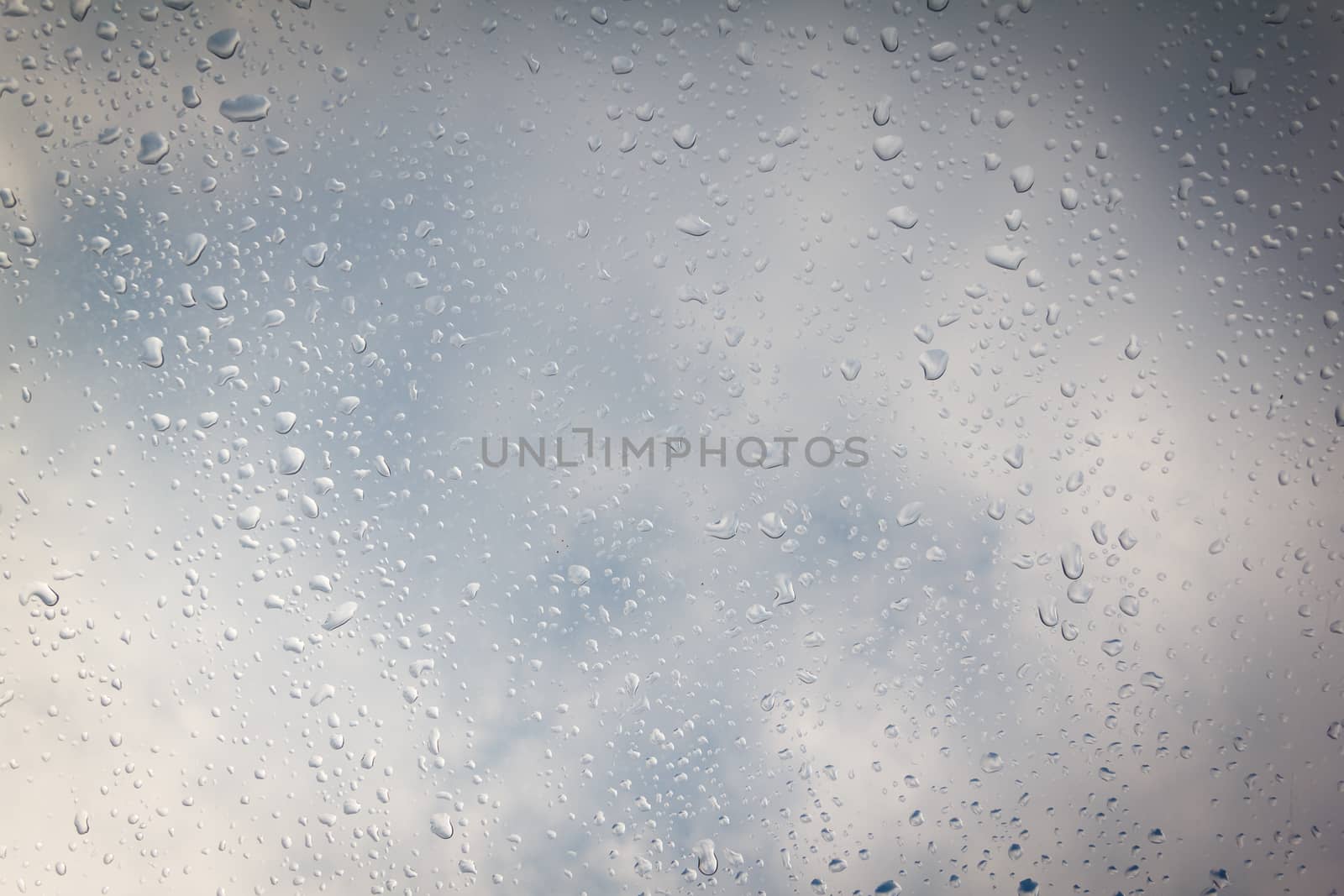 rain drop on the plastic roof with the sun light