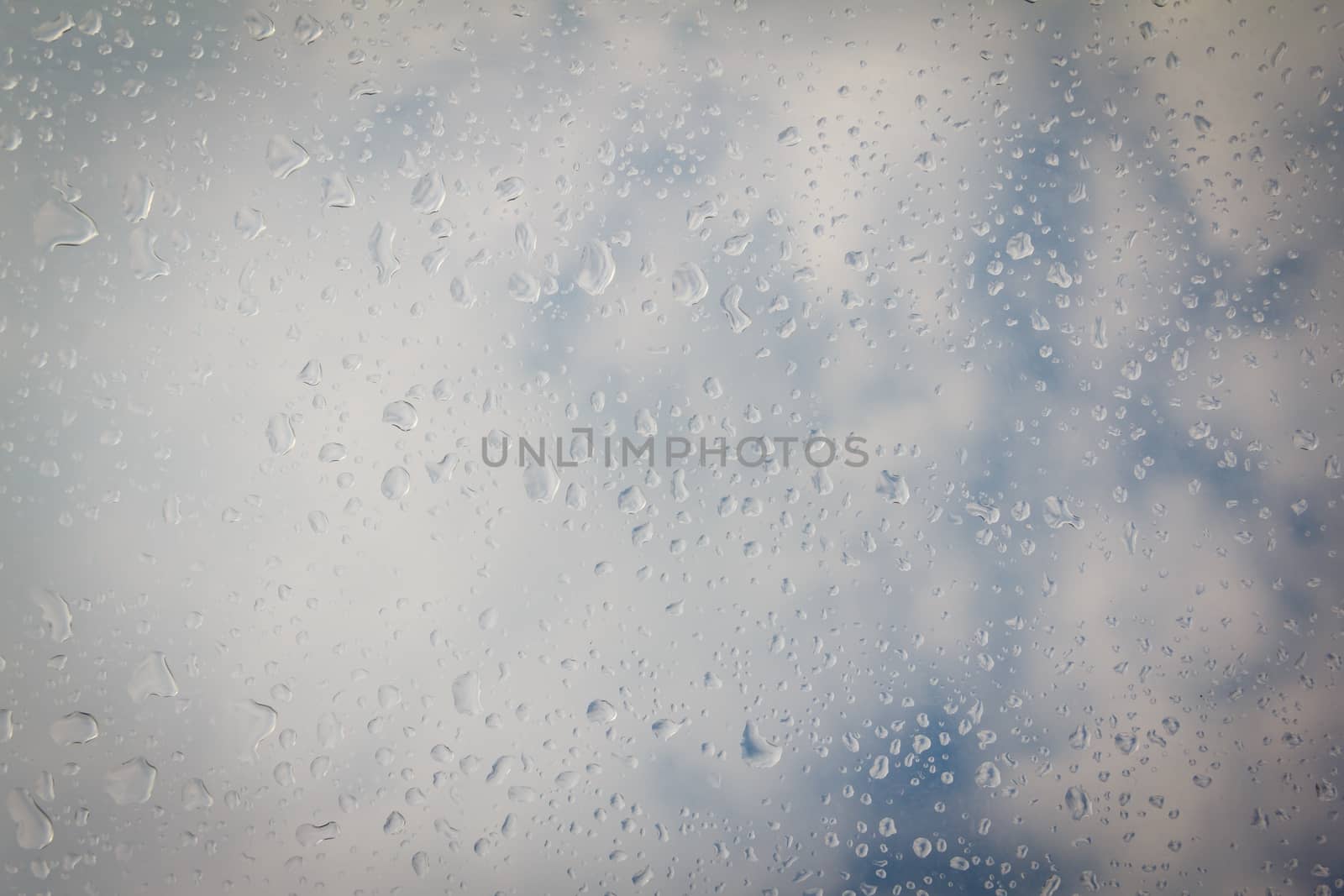 rain drop on the plastic roof with the sun light