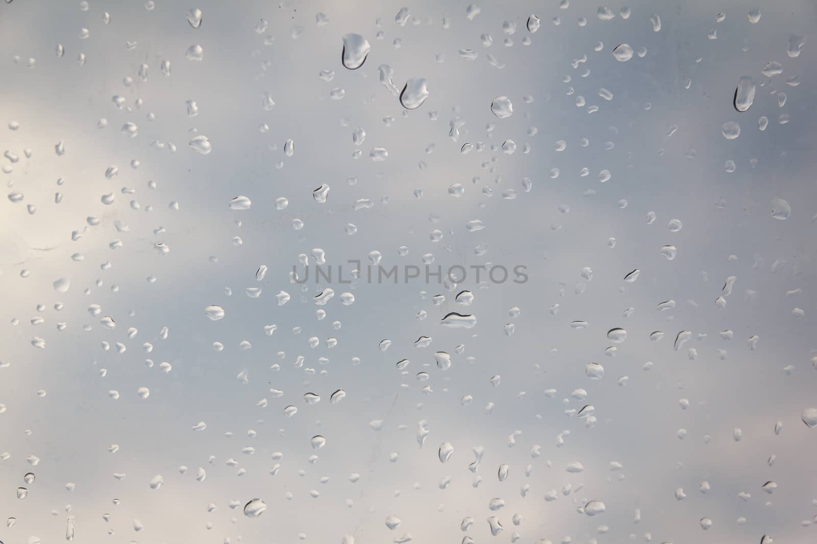 rain drop on the plastic roof with the sun light