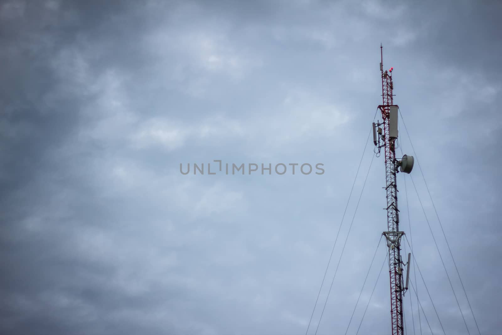 pole radar with dark clound at evening,background